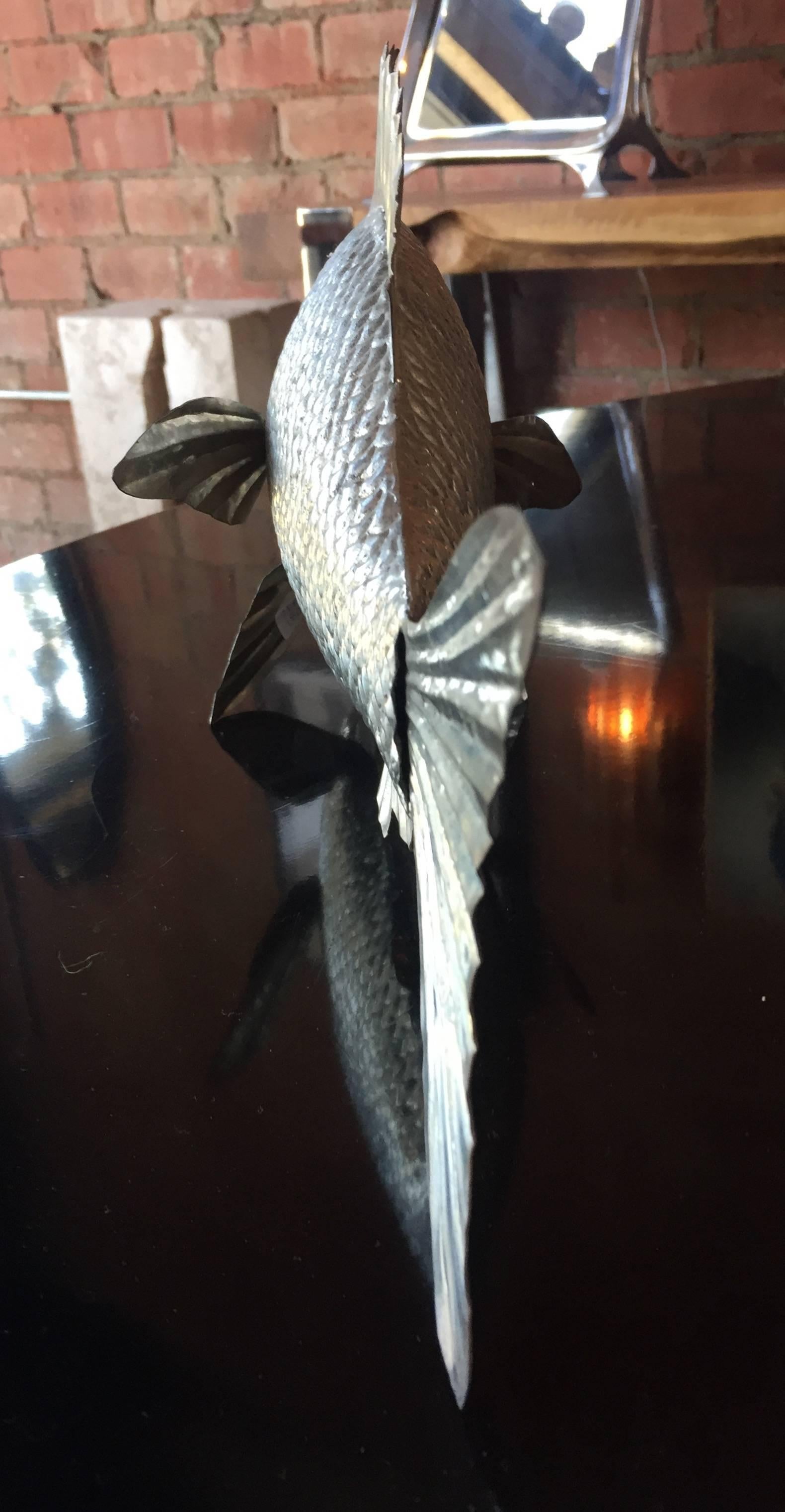 Hand-Crafted 1960s Italian Metal Fish Sculpture