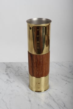 1960's Italian Mid-Century Modern Brass & Rosewood Double Cocktail Bar Jigger