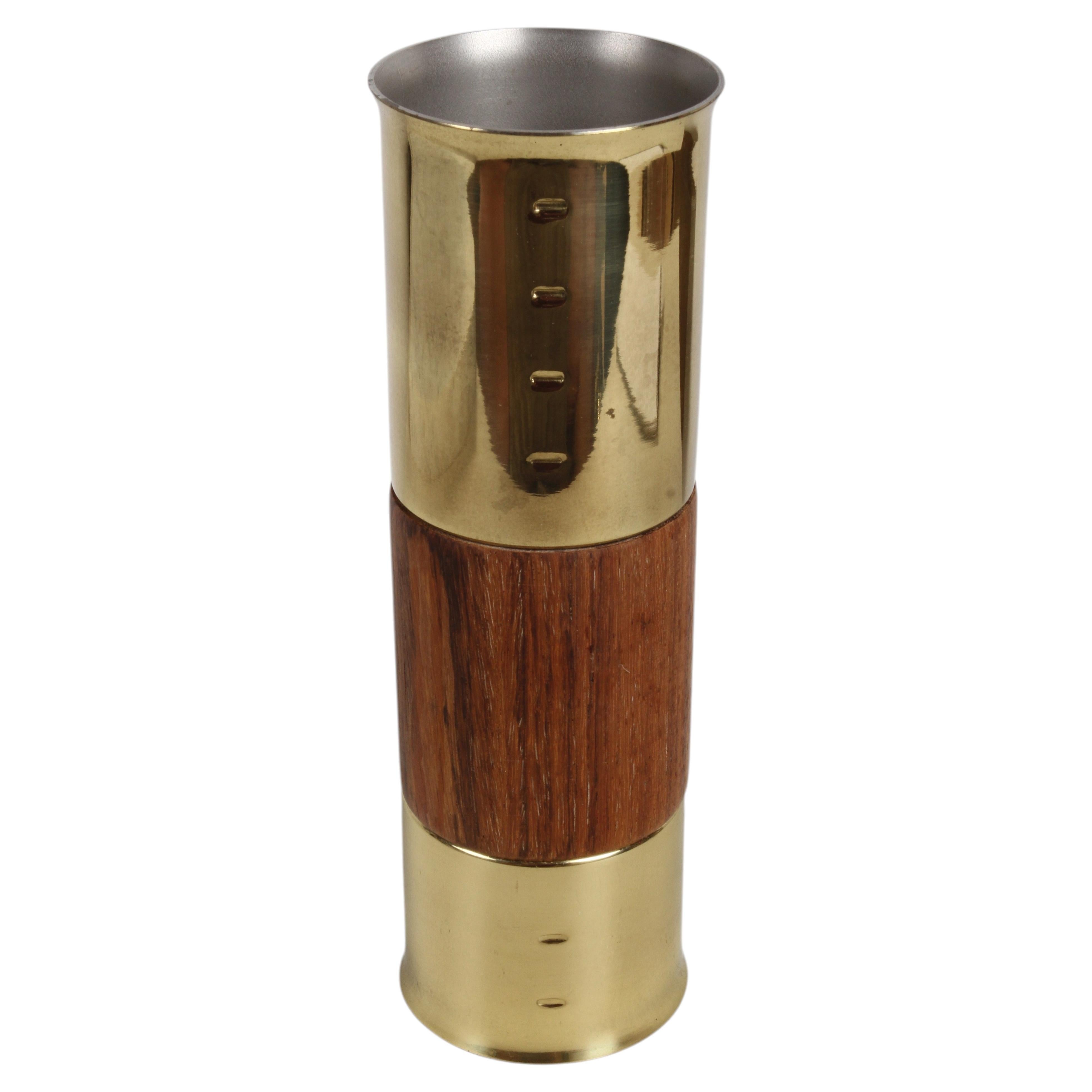 1960's Italian Mid-Century Modern Brass & Rosewood Double Cocktail Bar Jigger