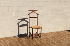 1960s Italian Mid-Century Modern Gentleman’s Valet Butler Chair With Rush Seat