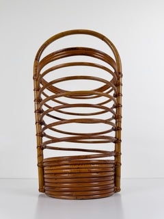 1960s Italian Mid-Century Modern Rattan Umbrella Stand Attributed to Tito Agnoli