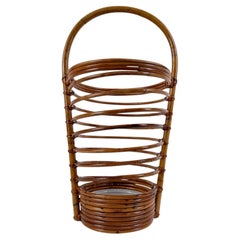 1960s Italian Mid-Century Modern Rattan Umbrella Stand Attributed to Tito Agnoli