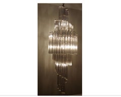 1960s Italian Mid-Century Modern Spiral Glass Chandelier