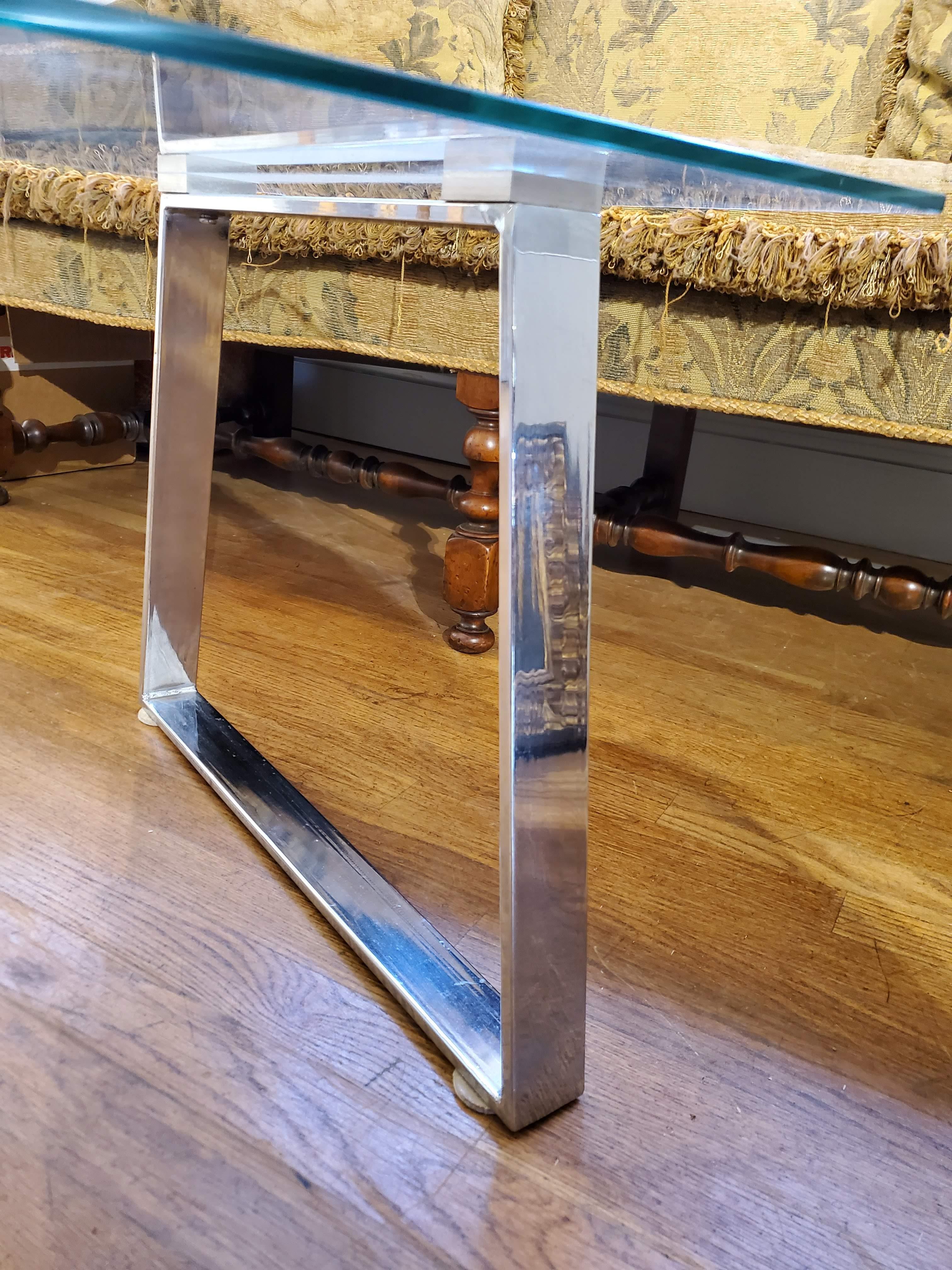 20th Century 1960s Mid-Century Modern Steel and Glass Italian Coffee Table