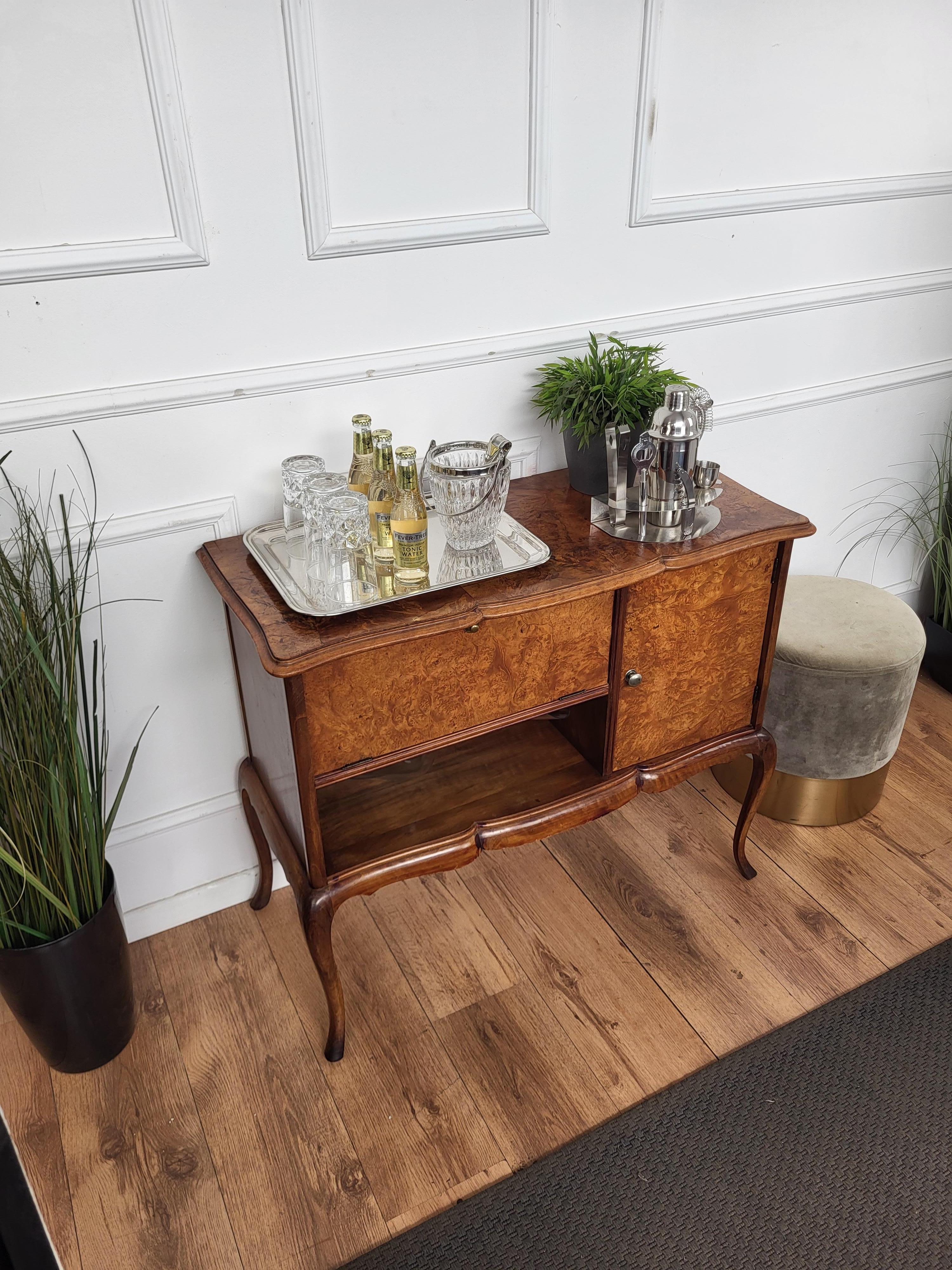 1960s Italian Mid-Century Modern Wood and Brass Dry Bar Drinks Cabinet For Sale 1