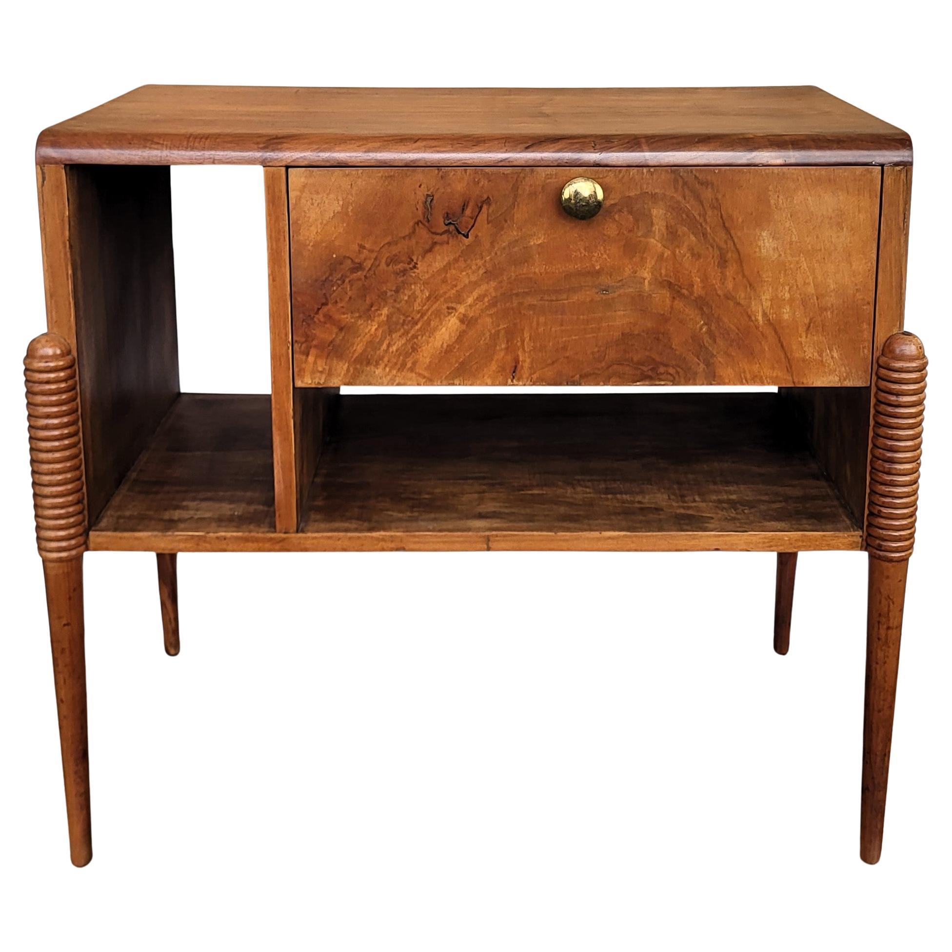 1960s Italian Mid-Century Modern Wood and Brass Dry Bar Drinks Cabinet For Sale