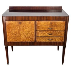 Italienischer Mid-Century Modern-Barschrank aus Holz mit Mosaikglasplatte und Barschrank, 1960er Jahre