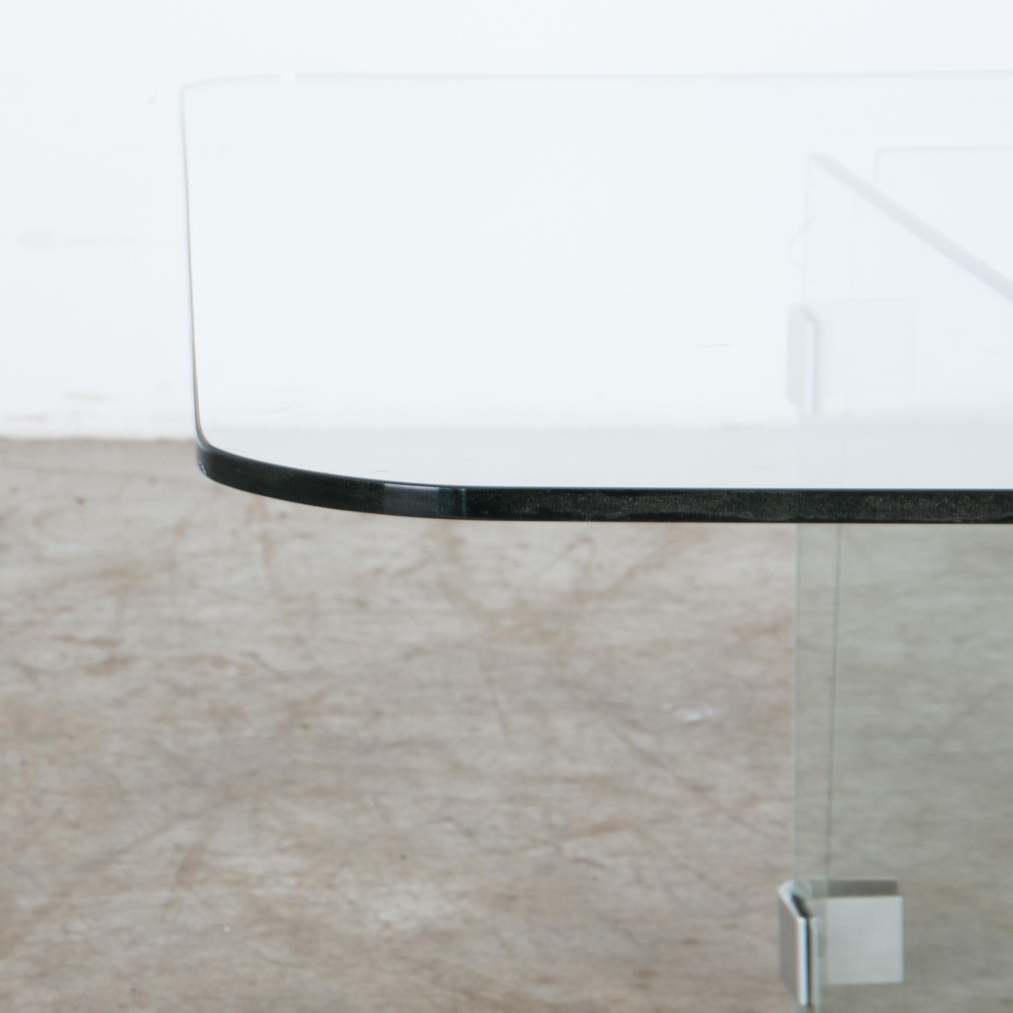 Aluminum 1960s Italian Minimal Glass Coffee Table