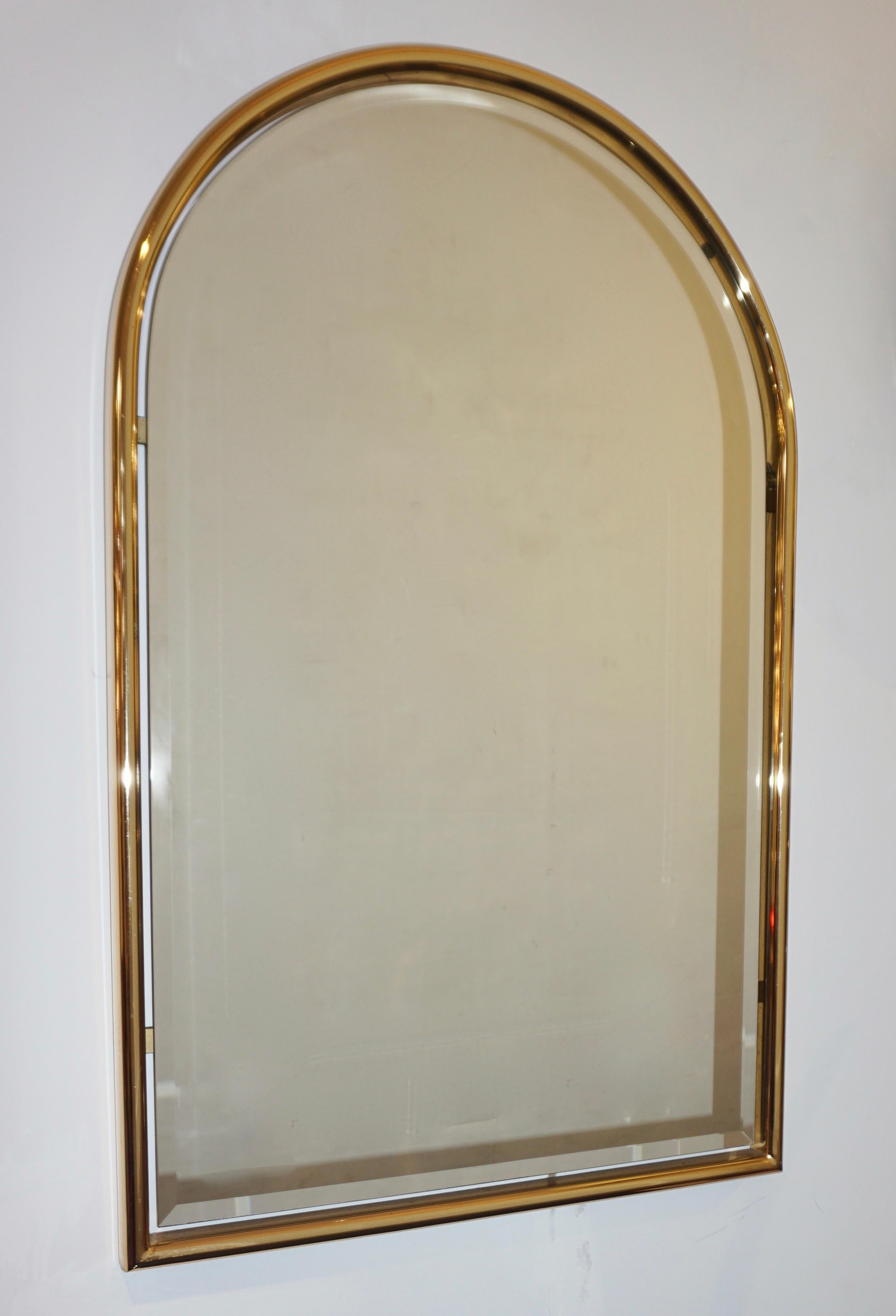 arch mirror brass