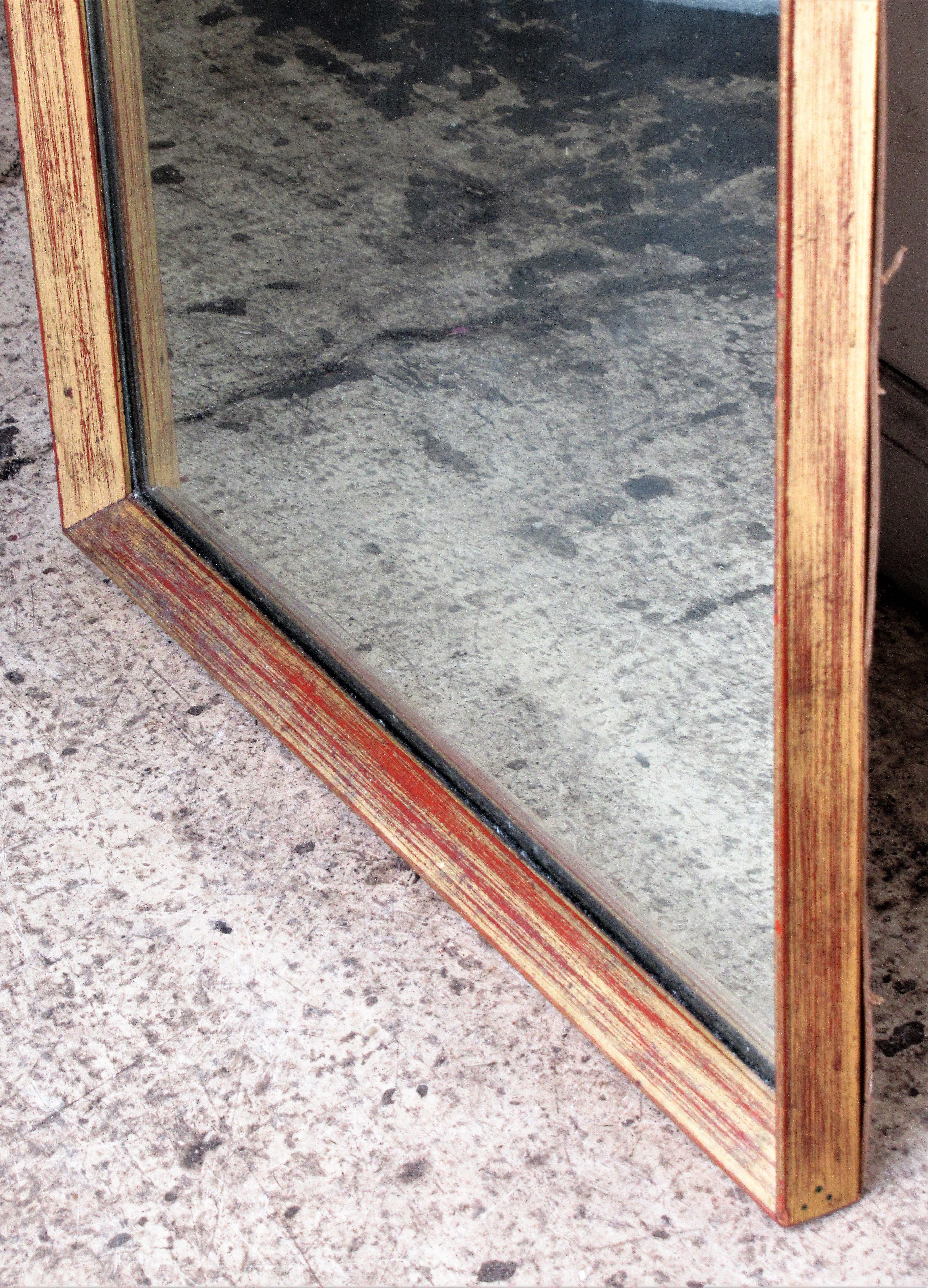 1960's Minimalist Long Rectangular Giltwood Frame Mirror In Good Condition In Rochester, NY