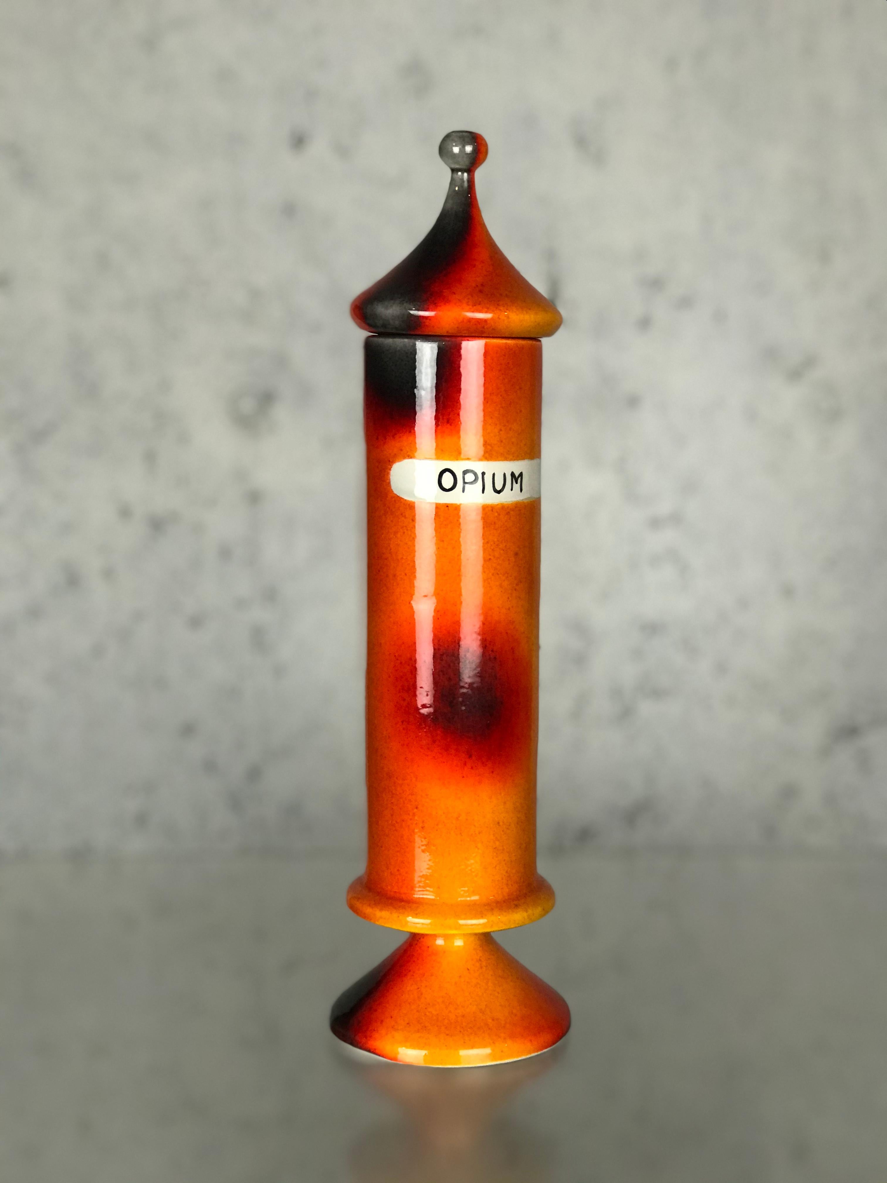 Mid Century Modern Ceramic Opium Vice Jar by Alvino Bagni for Raymor For Sale 8