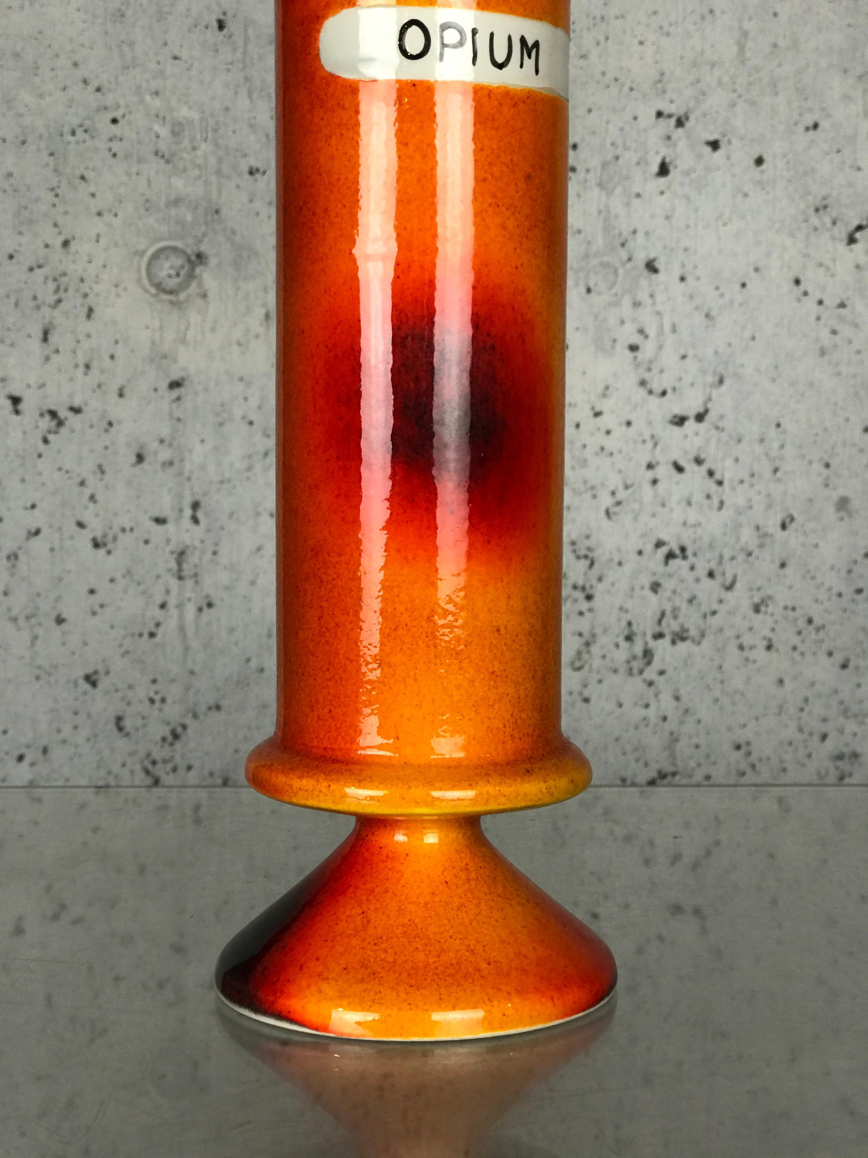 Milieu du XXe siècle Pot Vice en céramique Opium de style mi-siècle moderne par Alvino Bagni pour Raymor en vente