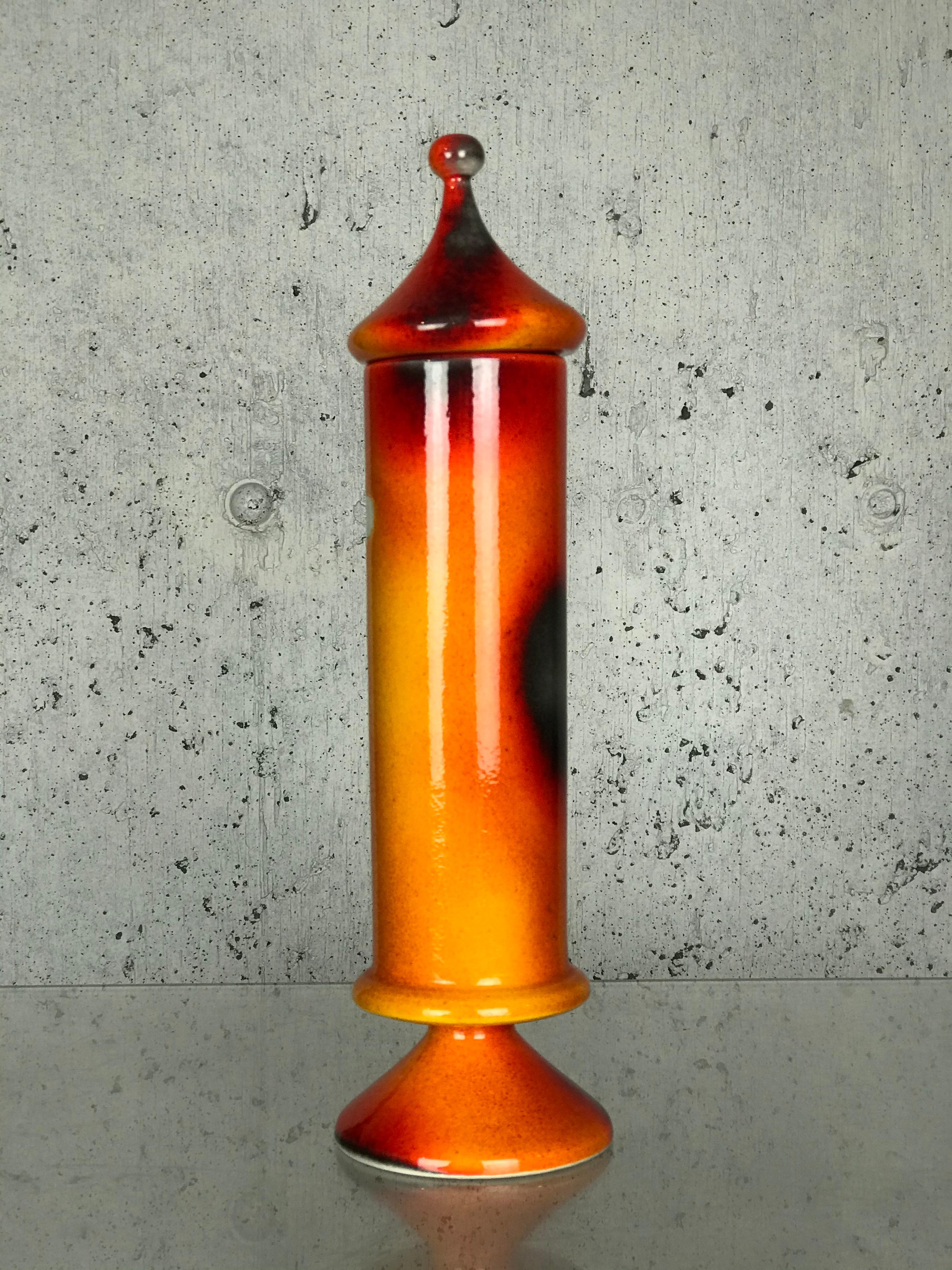 Mid Century Modern Ceramic Opium Vice Jar by Alvino Bagni for Raymor For Sale 1
