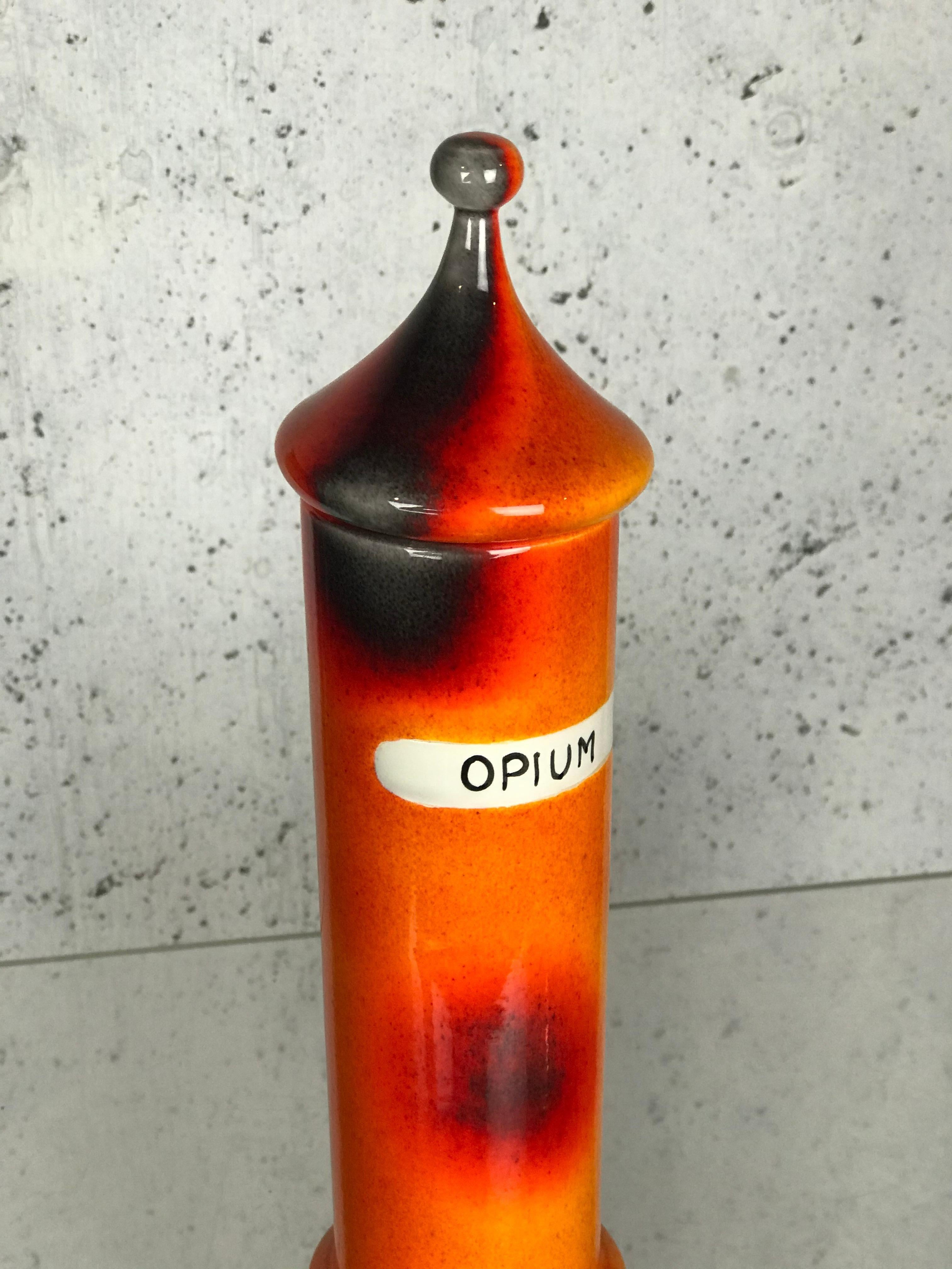 Mid Century Modern Ceramic Opium Vice Jar by Alvino Bagni for Raymor For Sale 2