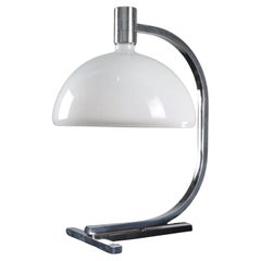 1960s Italian Modern Chrome Glass Table Desk Lamp