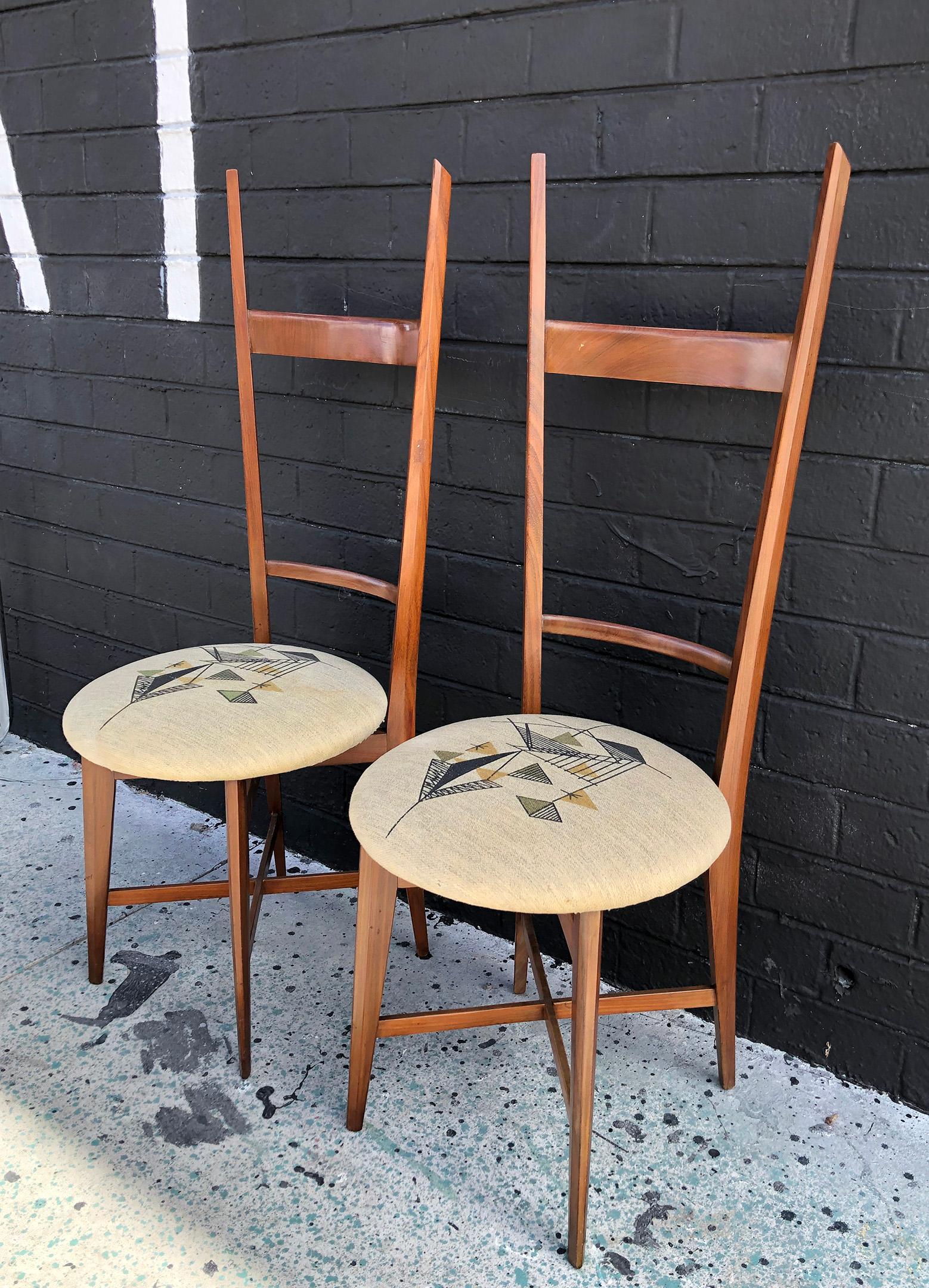 Mid-Century Modern Pair of 1960s Italian Modern Ladder Back Accent Chairs