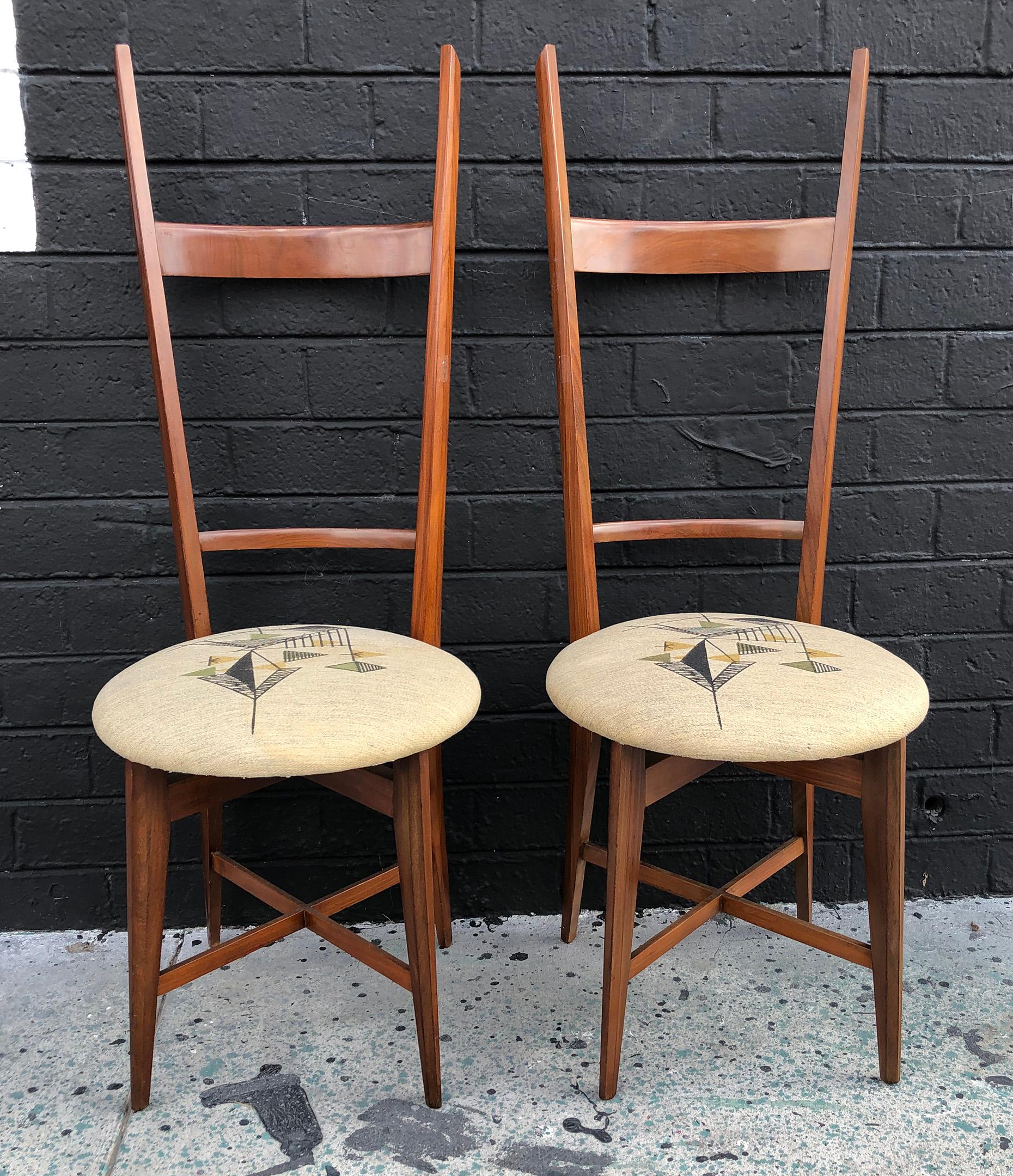 Pair of 1960s Italian Modern Ladder Back Accent Chairs In Good Condition In Culver City, CA