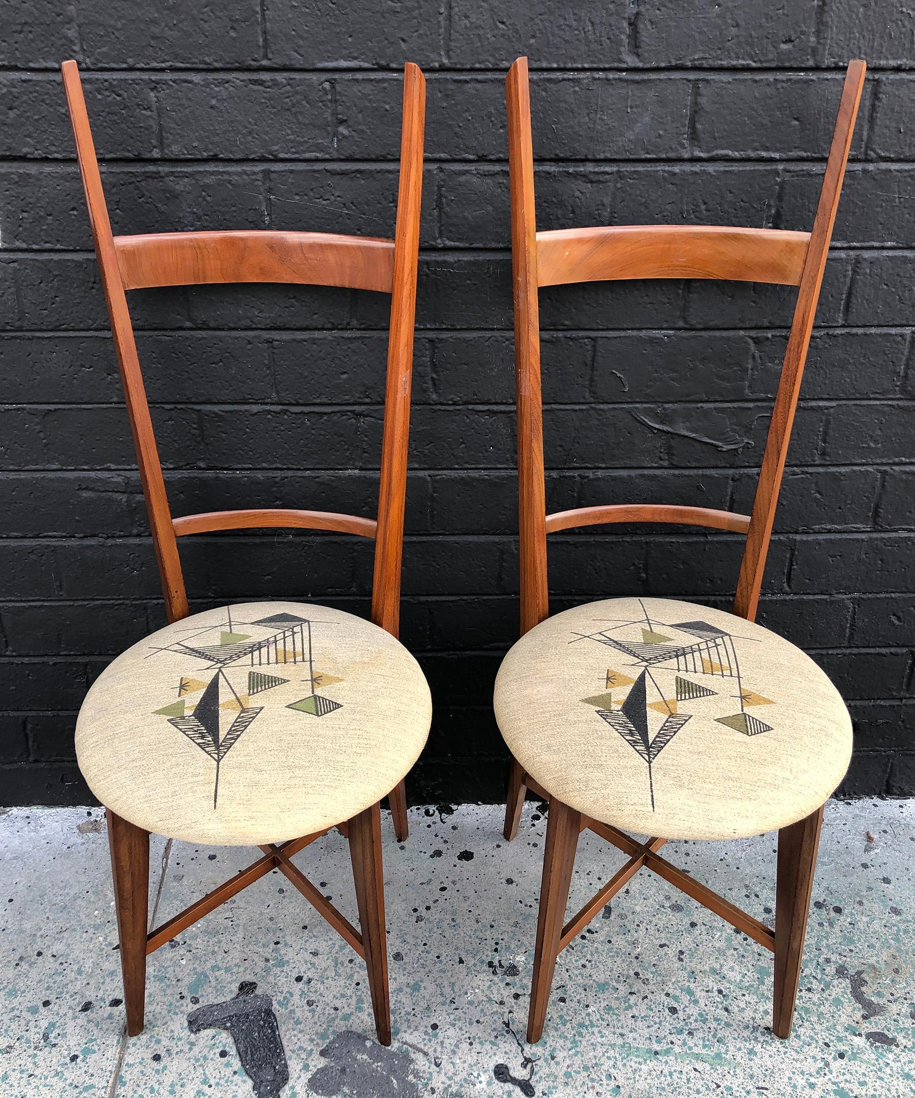 Mid-20th Century Pair of 1960s Italian Modern Ladder Back Accent Chairs