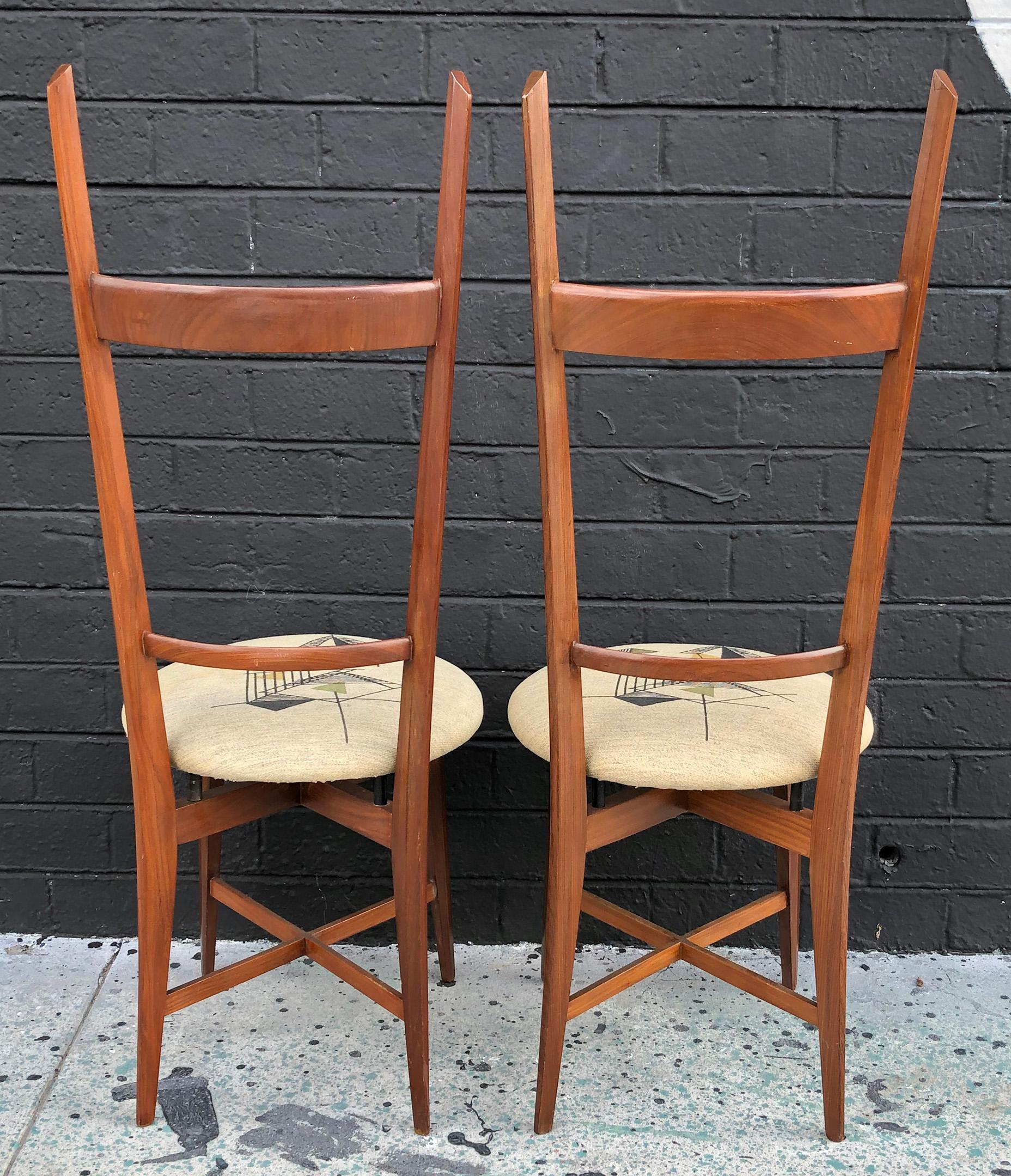 Pair of 1960s Italian Modern Ladder Back Accent Chairs 1