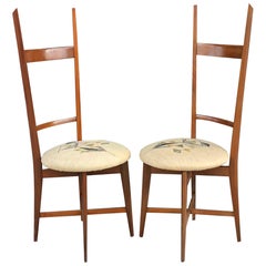 Used Pair of 1960s Italian Modern Ladder Back Accent Chairs