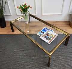 1960s Italian Modern Regency Neoclassical Brass and Glass Coffee Table