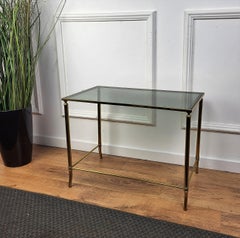1960s Italian Modern Regency Neoclassical Brass and Smoked Glass Coffee Table