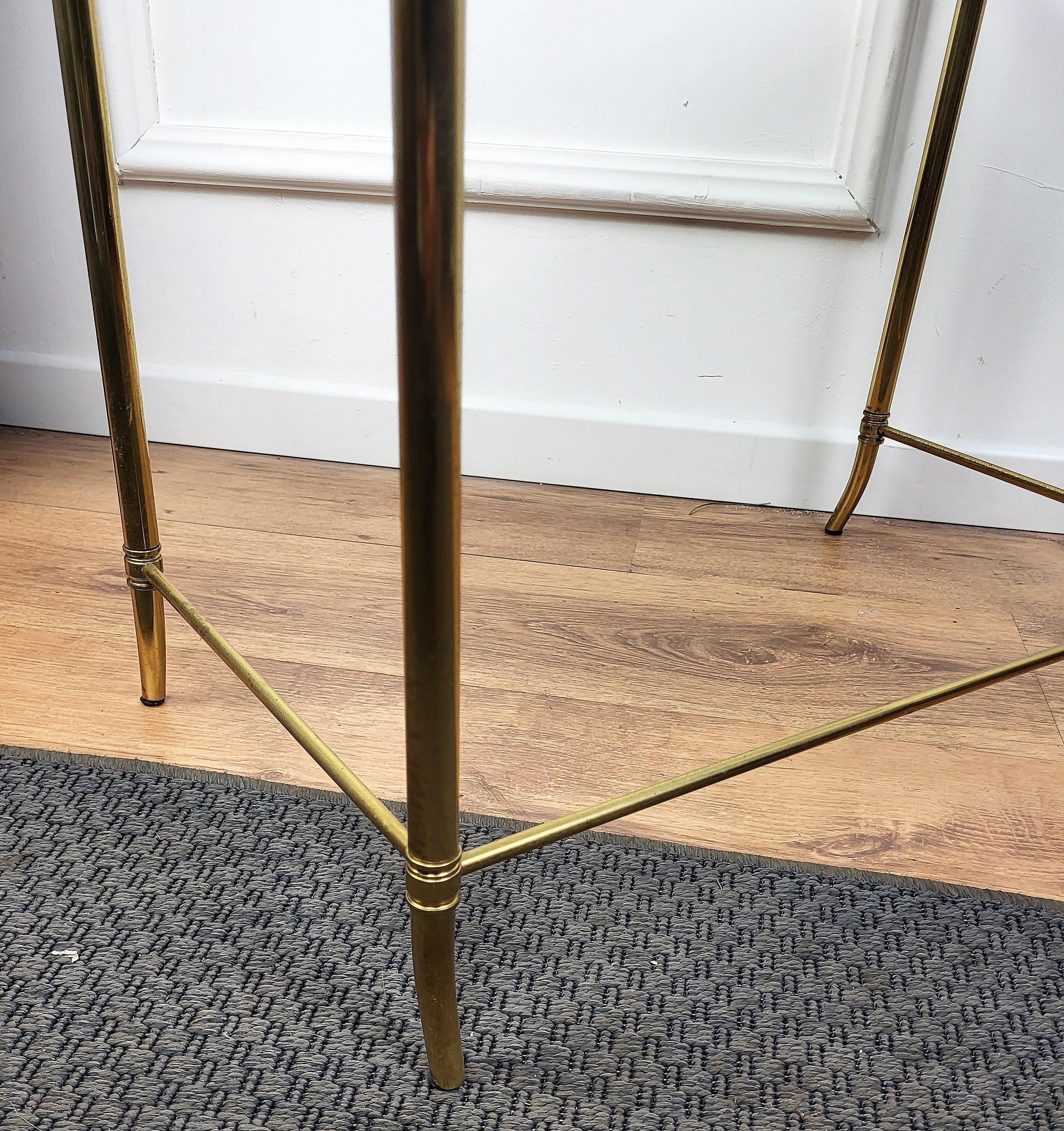 1960s Italian Modern Regency Neoclassical Brass and Smoked Glass Coffee Table For Sale 1