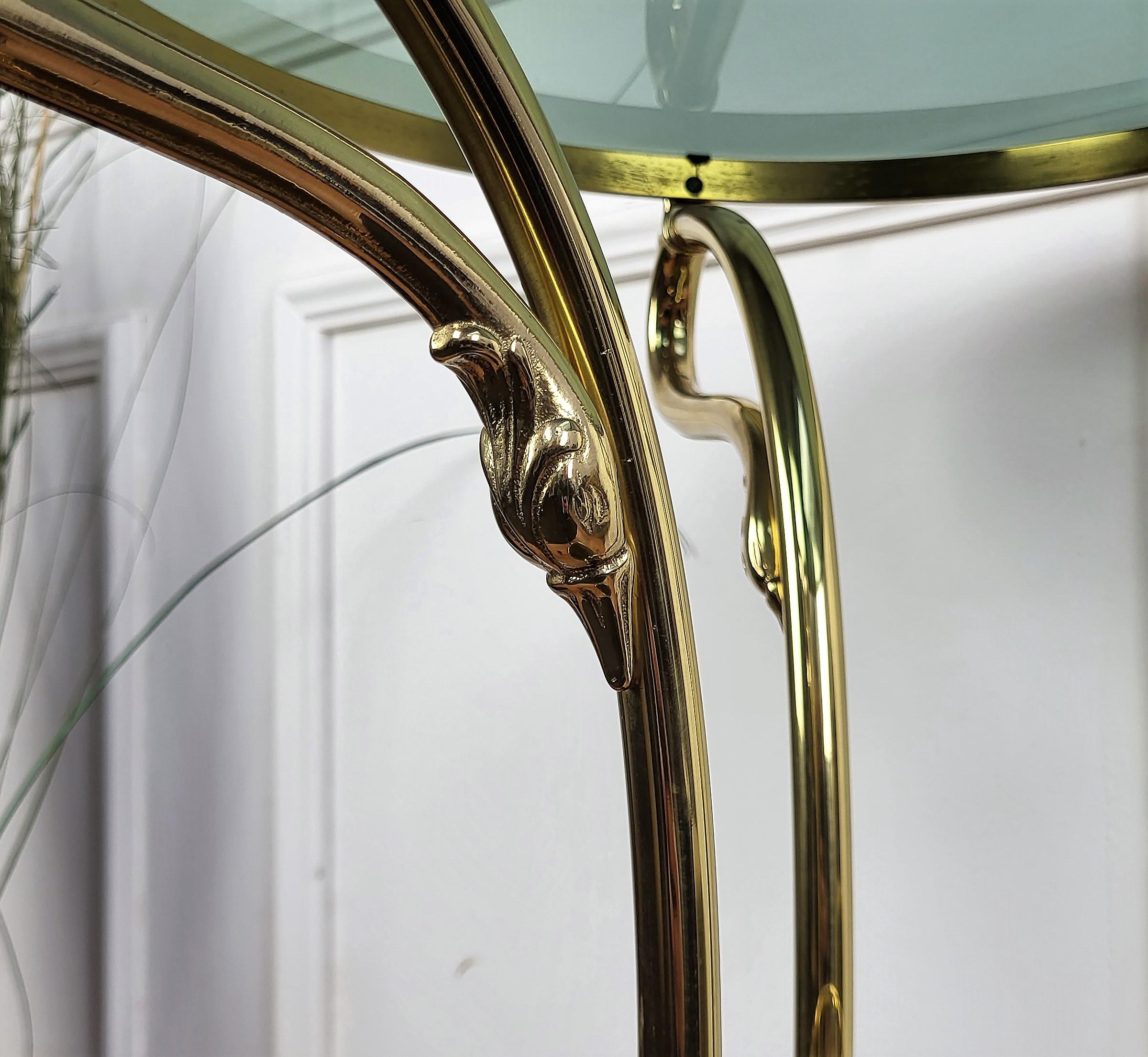 1960s Italian Modern Regency Neoclassical Brass Smoked Glass Gueridon Side Table For Sale 1