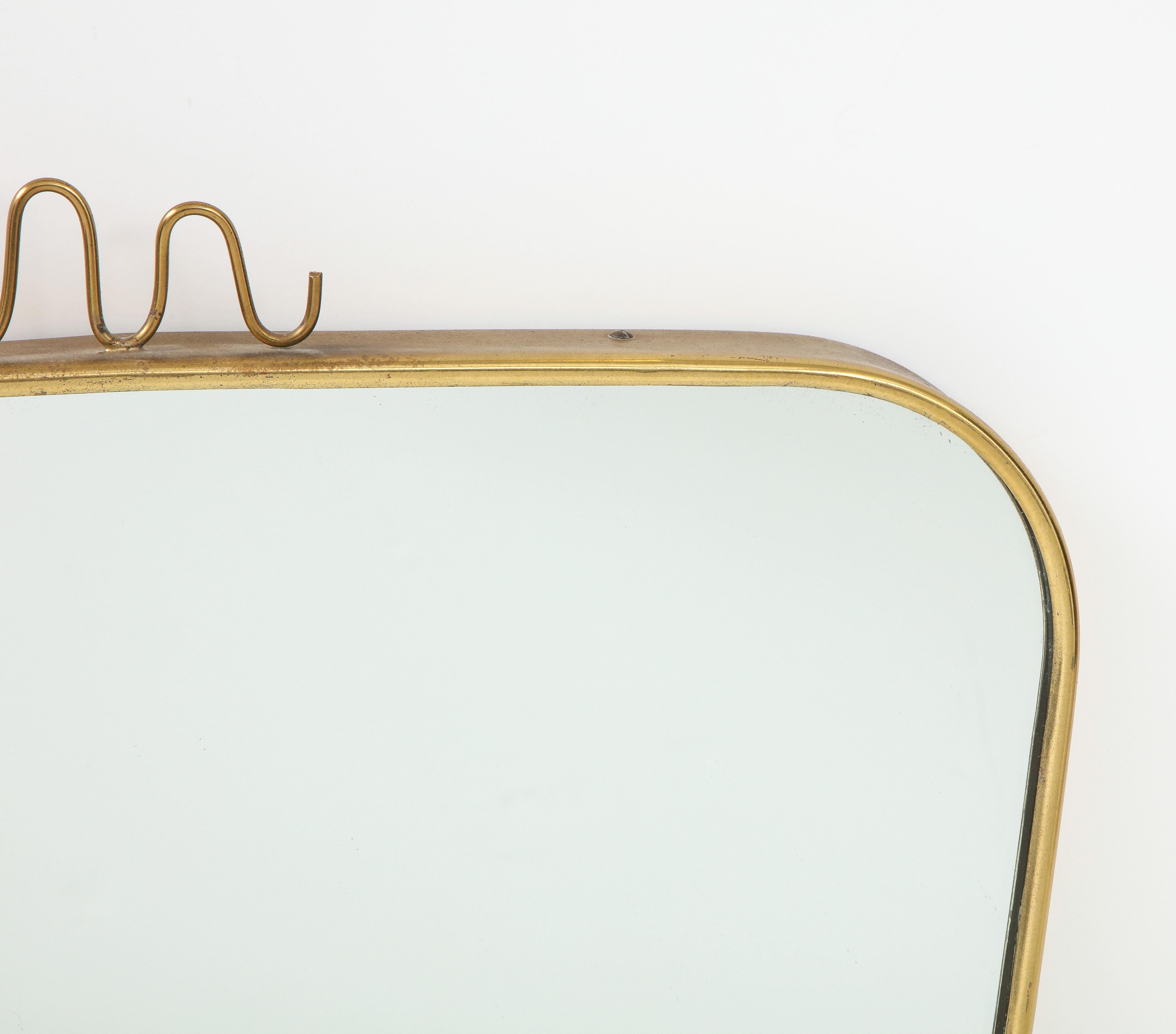 Mid-20th Century 1960s Italian Modernist Brass Wall Mirror For Sale