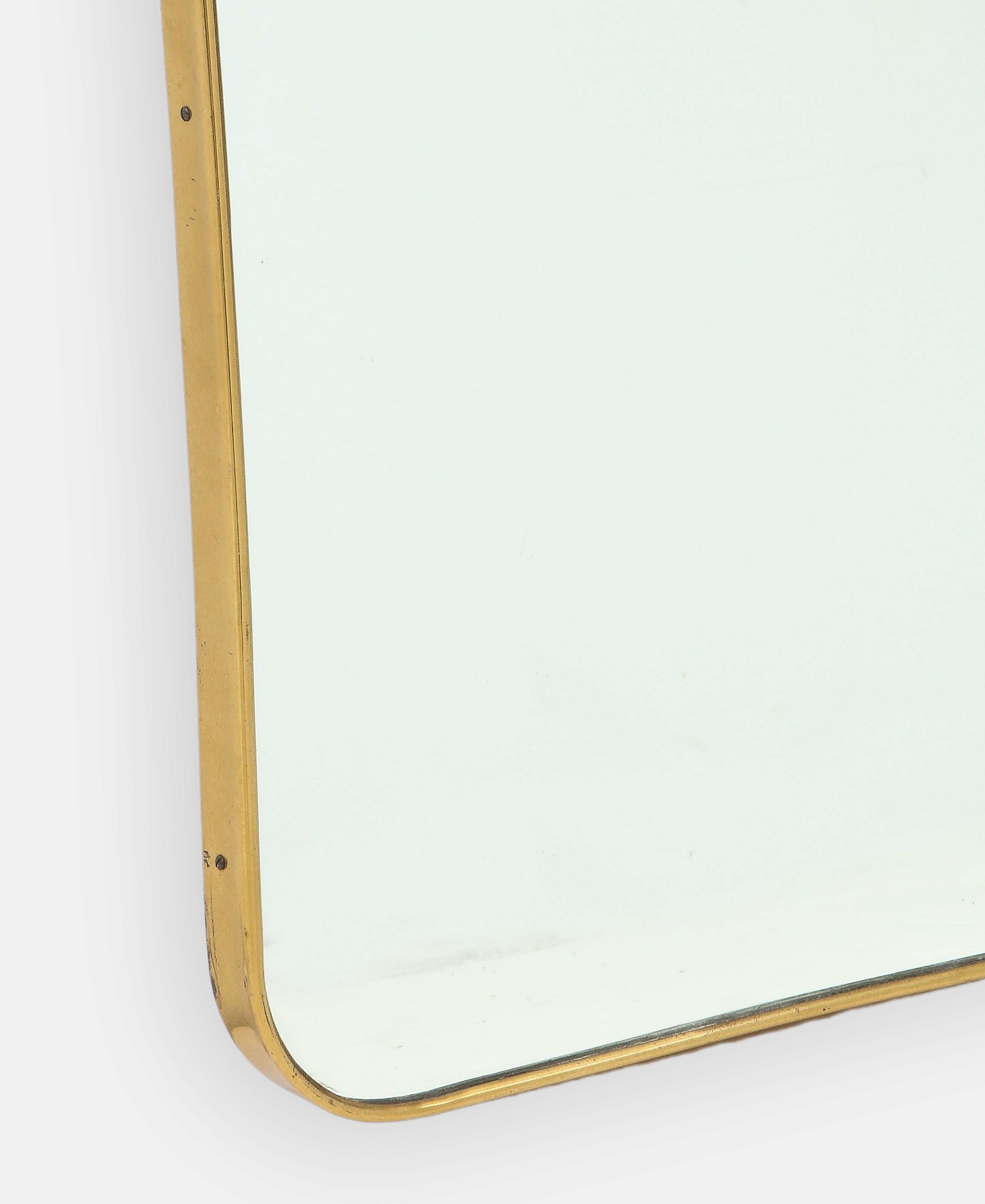1960s Italian Modernist Brass Wall Mirror For Sale 1