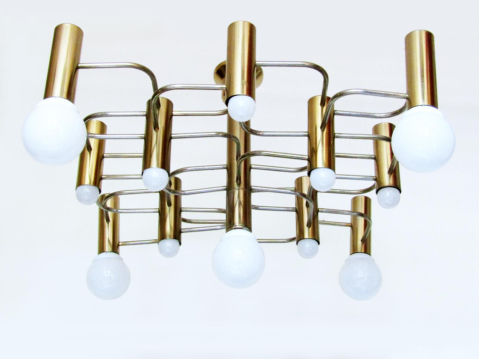 1960s Italian Modernist Chandelier by Gaetano Sciolari for Boulanger In Good Condition In Shepperton, Surrey