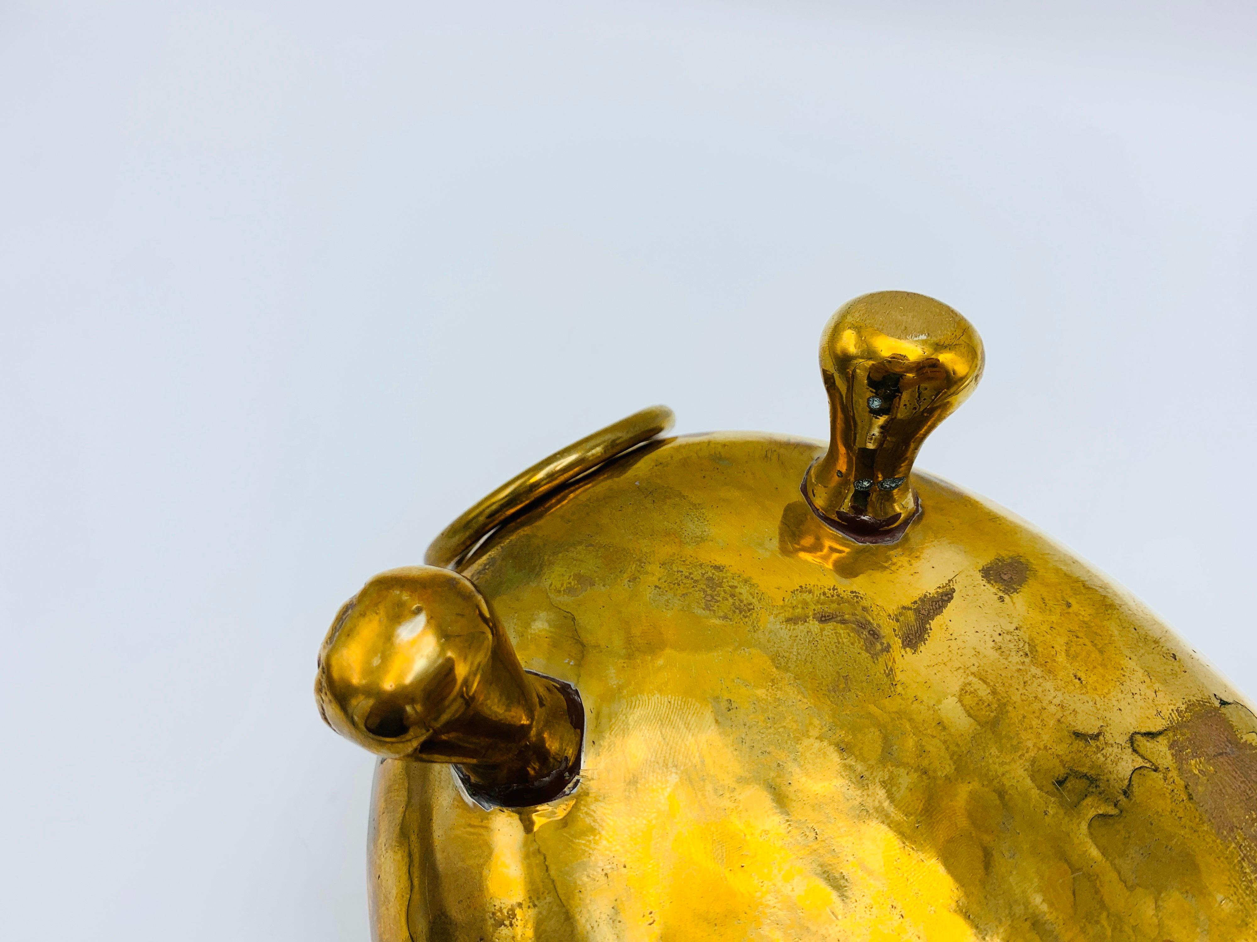 1960s Italian Mottahedeh Hammered Brass and Lions Head Cachepot Planter 7