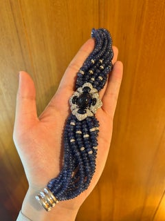 1960’s Italian Multi-Strand Sapphire and Diamond Bracelet in 18K Gold