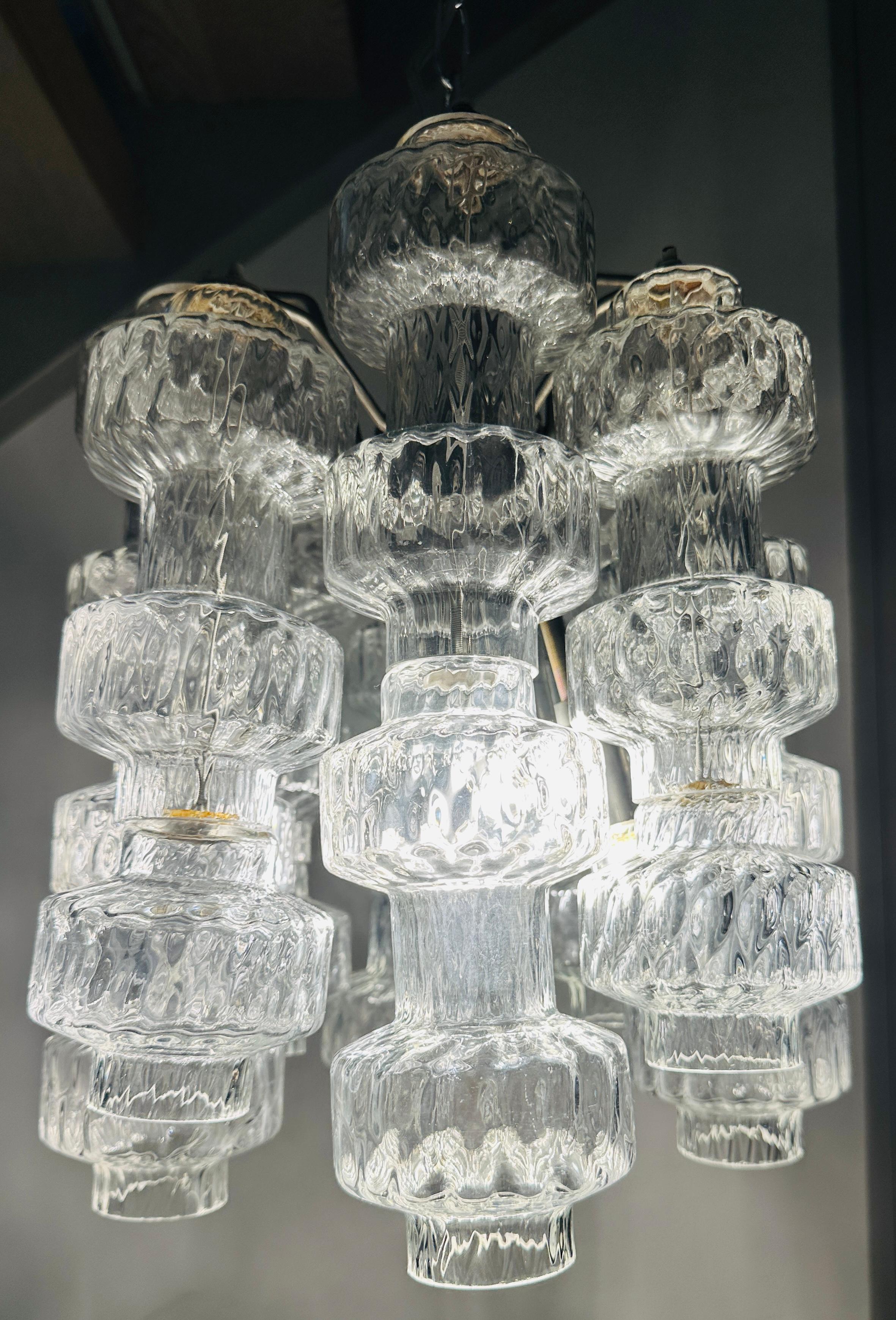 Métal Lustre italien des années 1960 en verre Murano en forme d'haltère et à grappes de Venini en vente