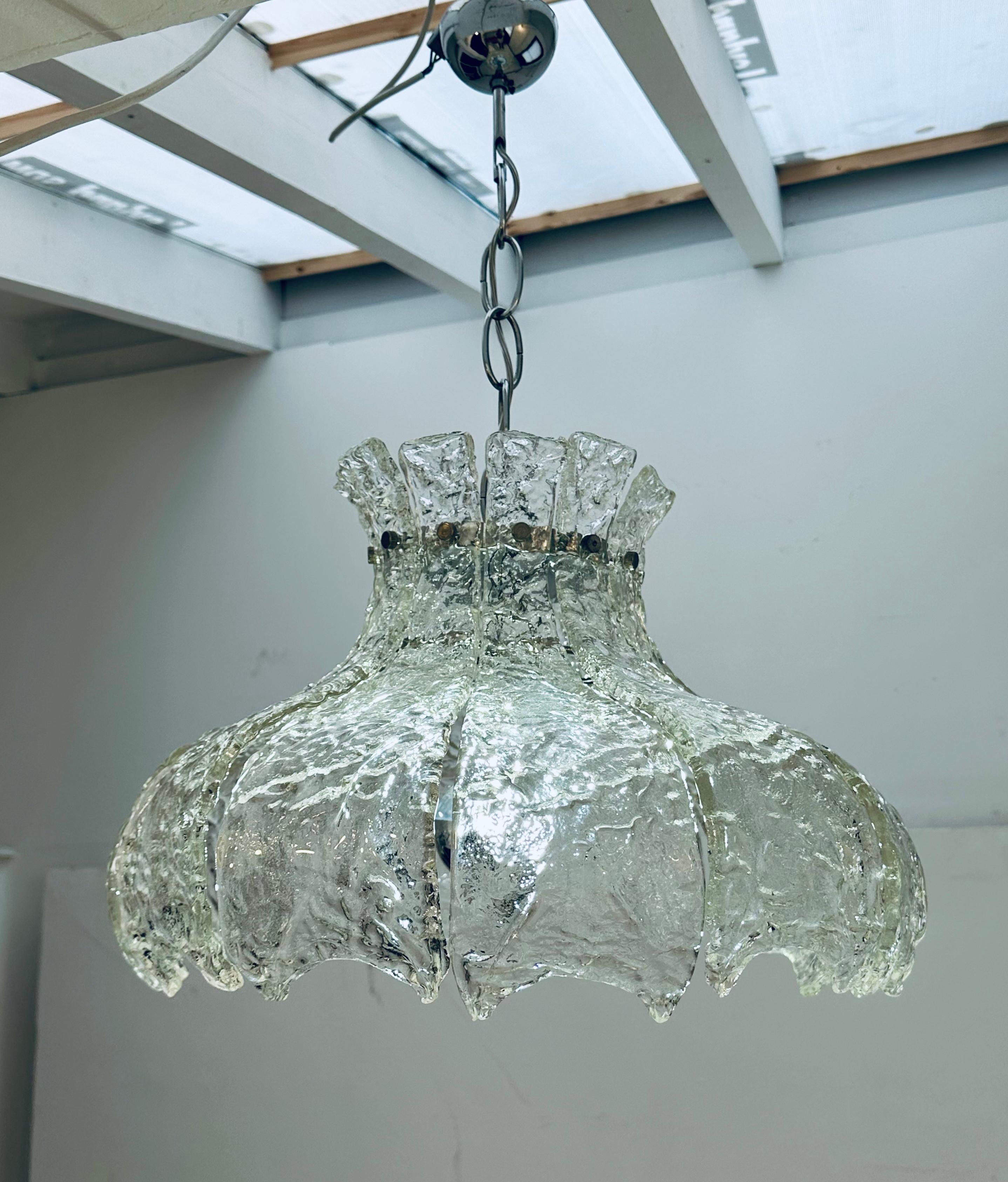 Lampe à suspension italienne de Murano des années 1960, en verre transparent texturé « Forked » Mazzega Carlo Nason  en vente 8