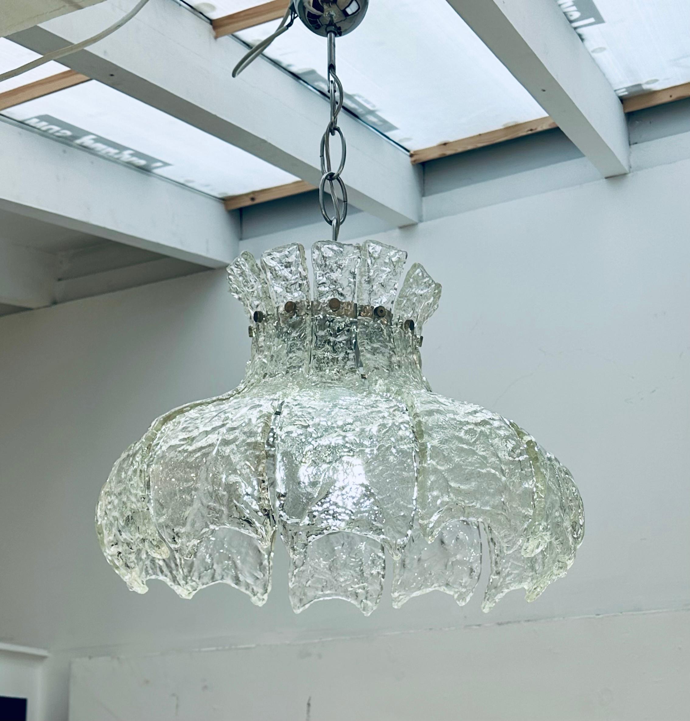 Lampe à suspension italienne de Murano des années 1960, en verre transparent texturé « Forked » Mazzega Carlo Nason  en vente 10