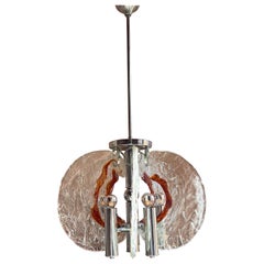 1960er Jahre Italienische Murano Glas und Chrom Pendelleuchte von Carlo Nason für Mazzega