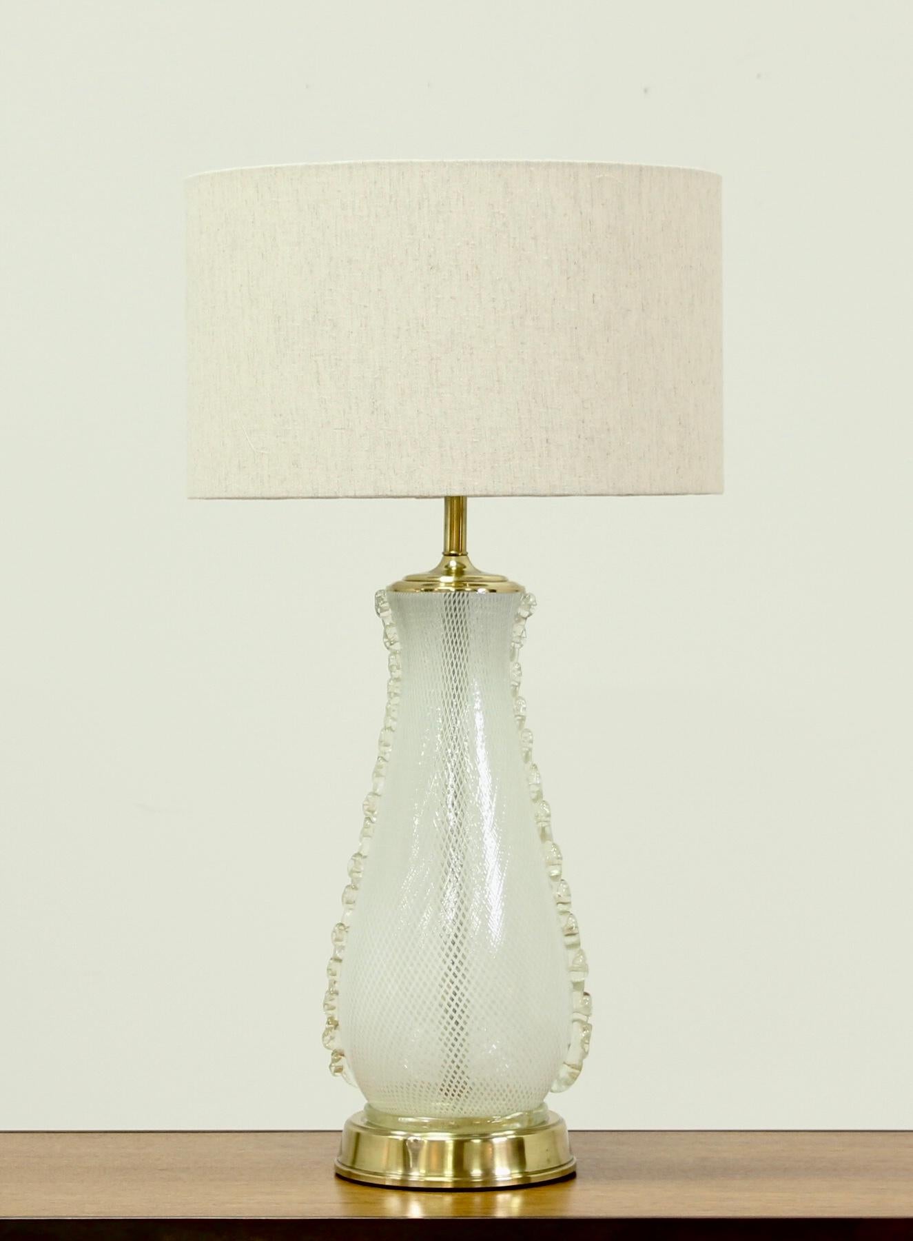 1960s Italian Murano Camer Glass Lamp In Good Condition For Sale In Los Angeles, CA
