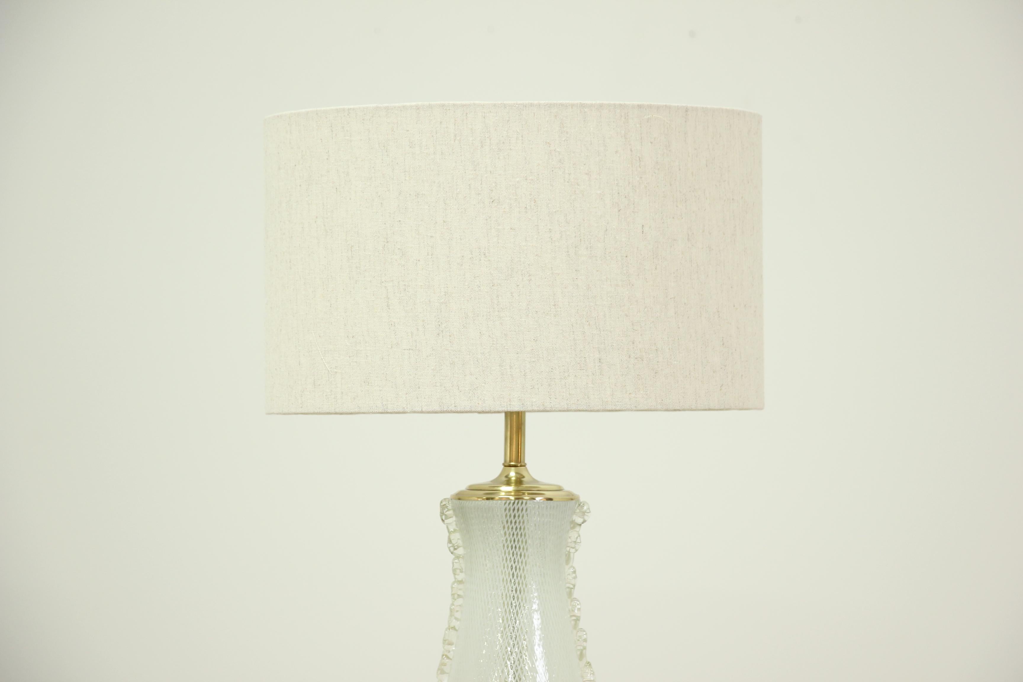 Mid-20th Century 1960s Italian Murano Camer Glass Lamp For Sale