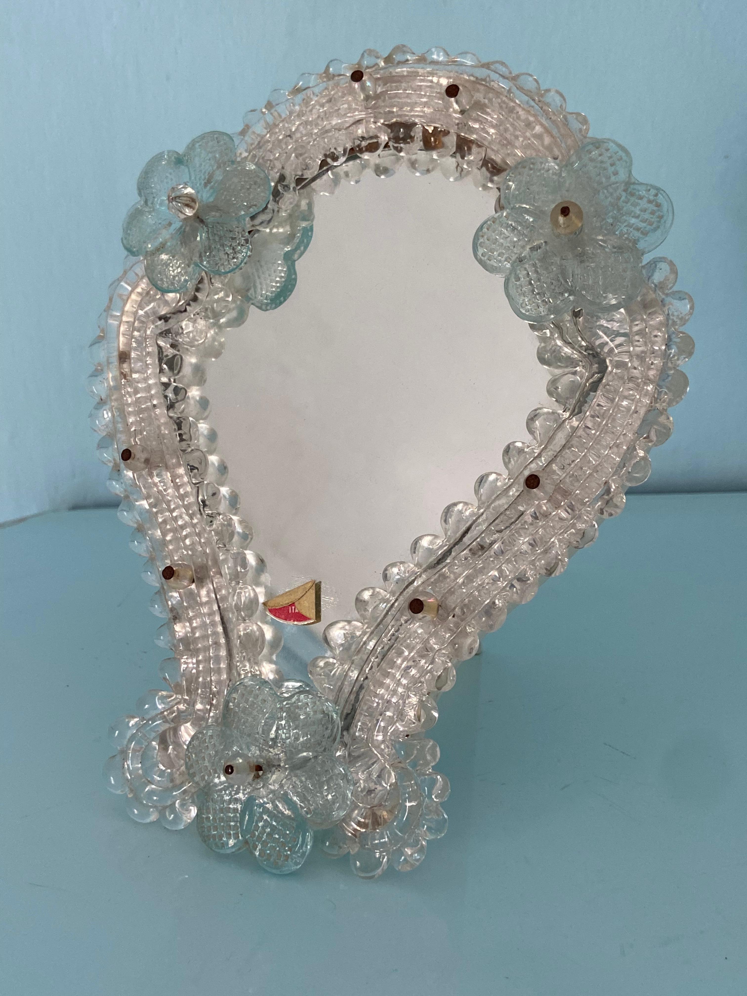 1960er Jahre Italienischer Murano-Glasspiegel für Tisch im Zustand „Gut“ im Angebot in Palermo, PA