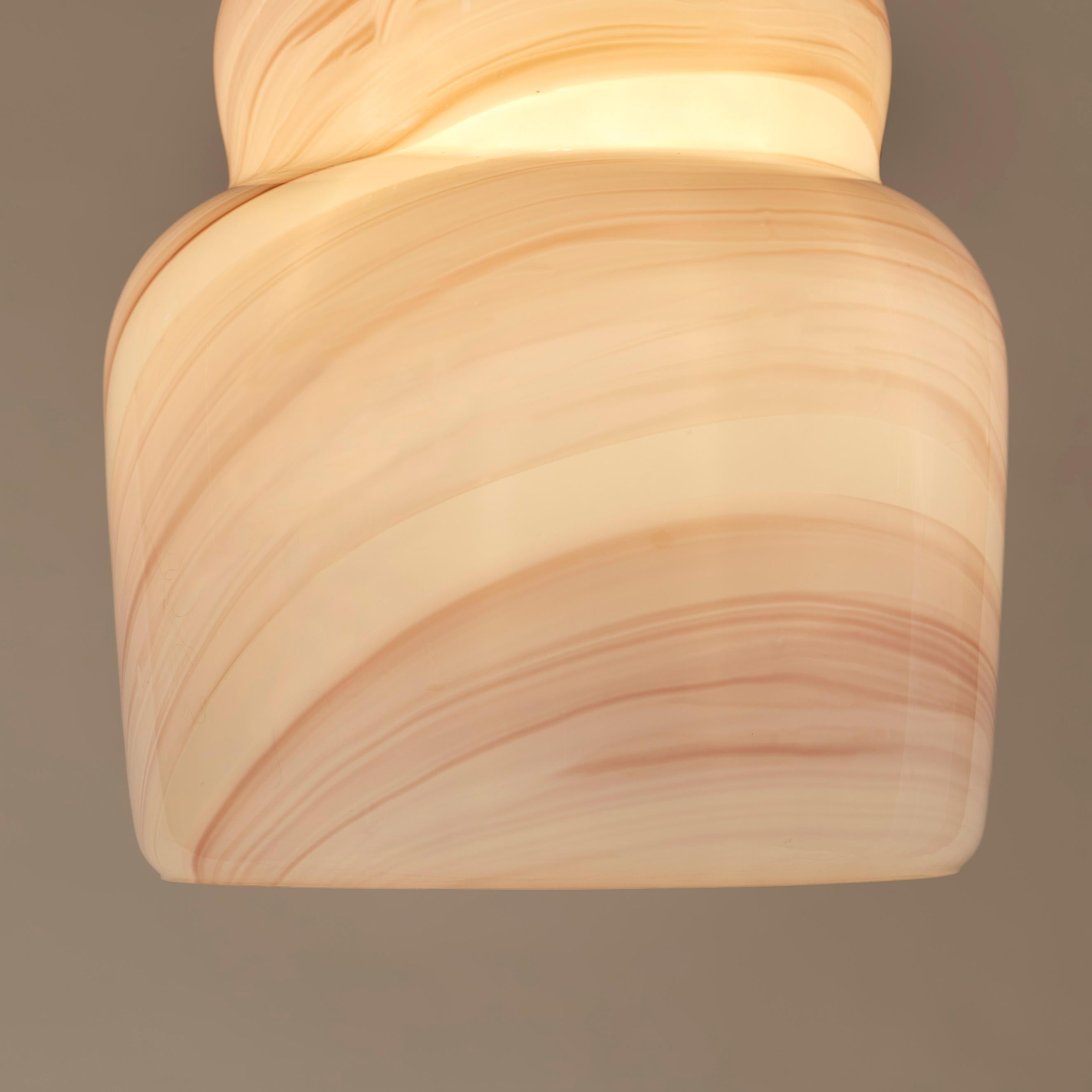 Mid-20th Century 1960s Italian Murano Glass Soft Pink, White and Grey Pendant Light For Sale