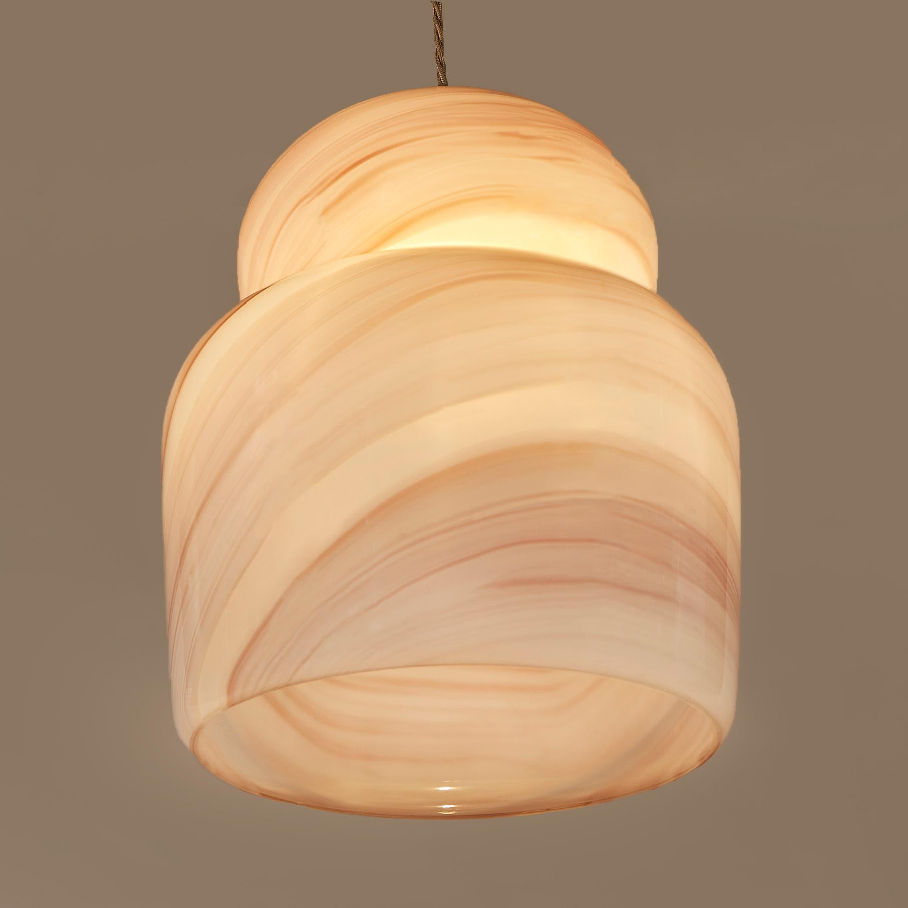 1960s Italian Murano Glass Soft Pink, White and Grey Pendant Light For Sale 1