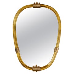 1960s Italian Murano gold oval mirror