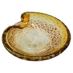 1960s Italian Murano Golden Inclusion Clear Glass Bowl, Candy Dish or Ashtray