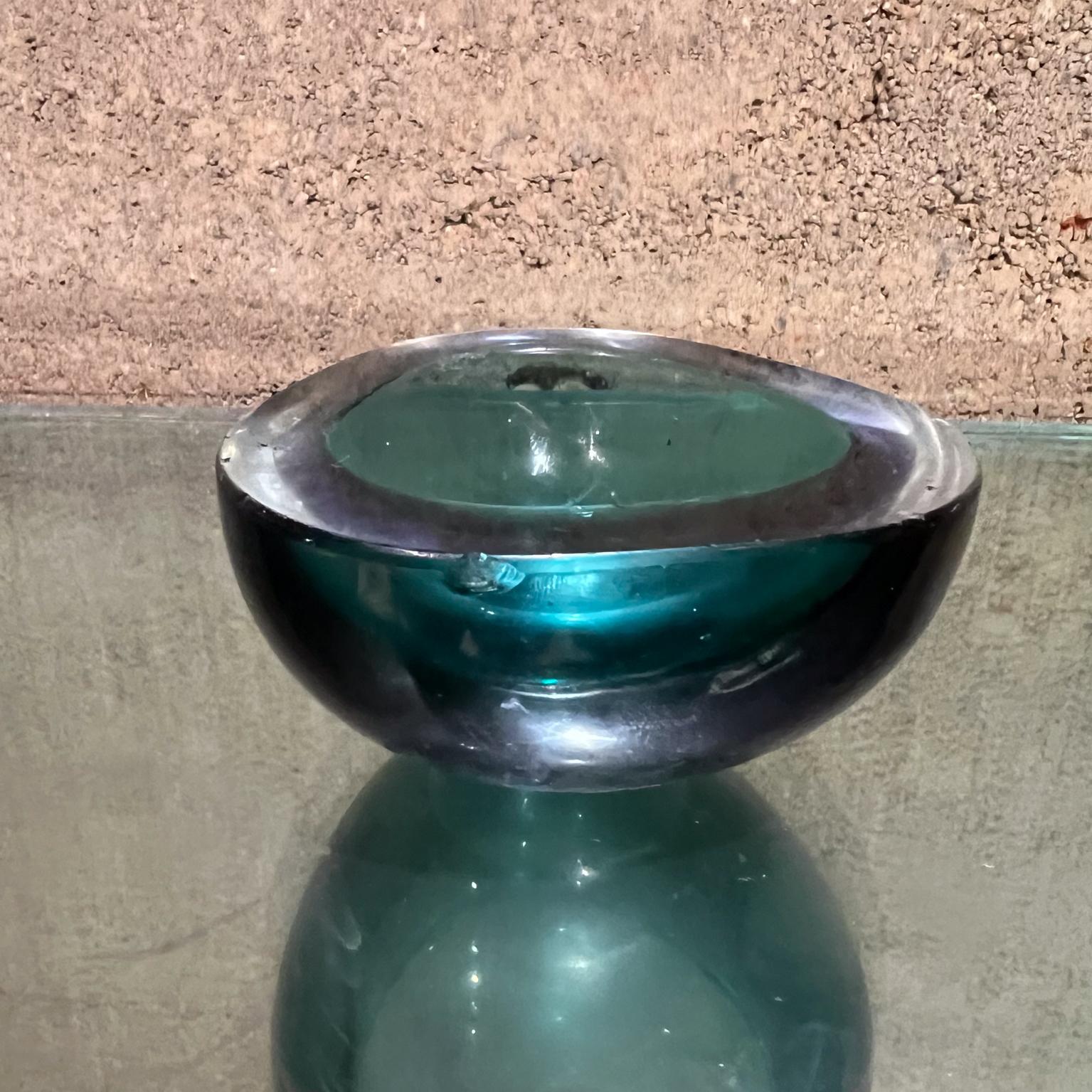 1960s Italian Murano Green Art Glass Geode Triangular Bowl 6