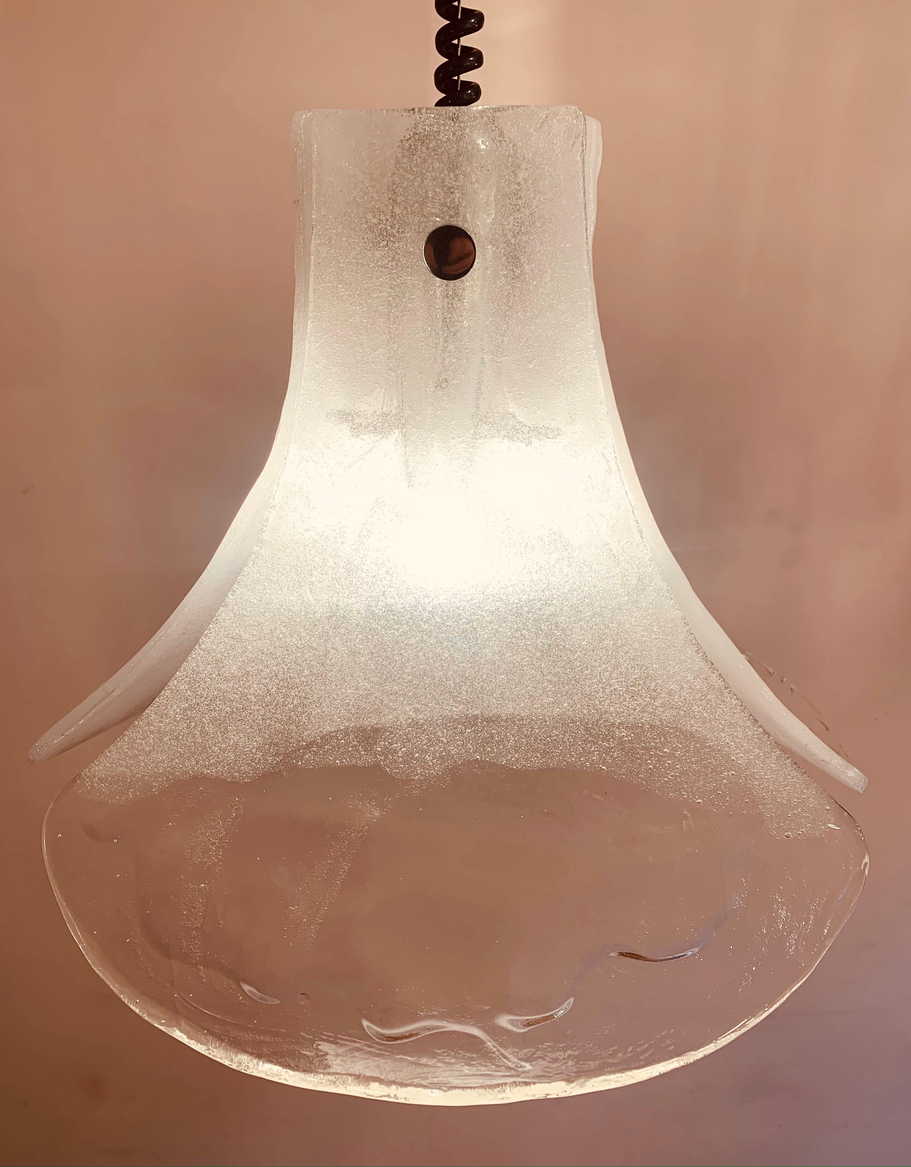 Mid-Century Modern 1960s Italian Murano White Glass Pendant Light by Carlo Nason for AV Mazzega
