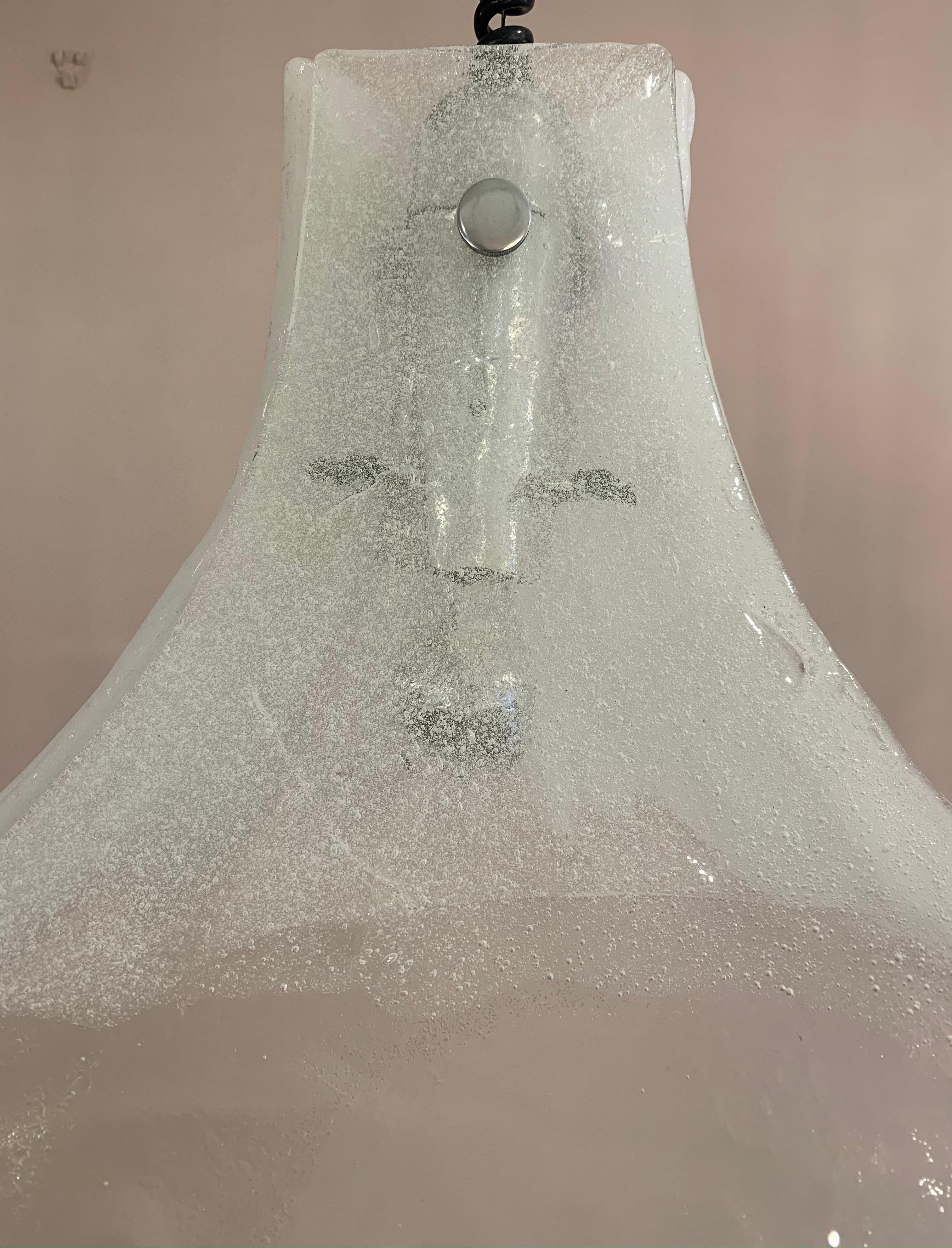 Murano Glass 1960s Italian Murano White Glass Pendant Light by Carlo Nason for AV Mazzega
