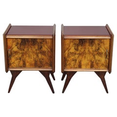 1960s Italian Night Stands in Walnut Finish