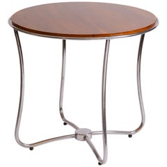 1960s Italian Oak and Chrome Side Table