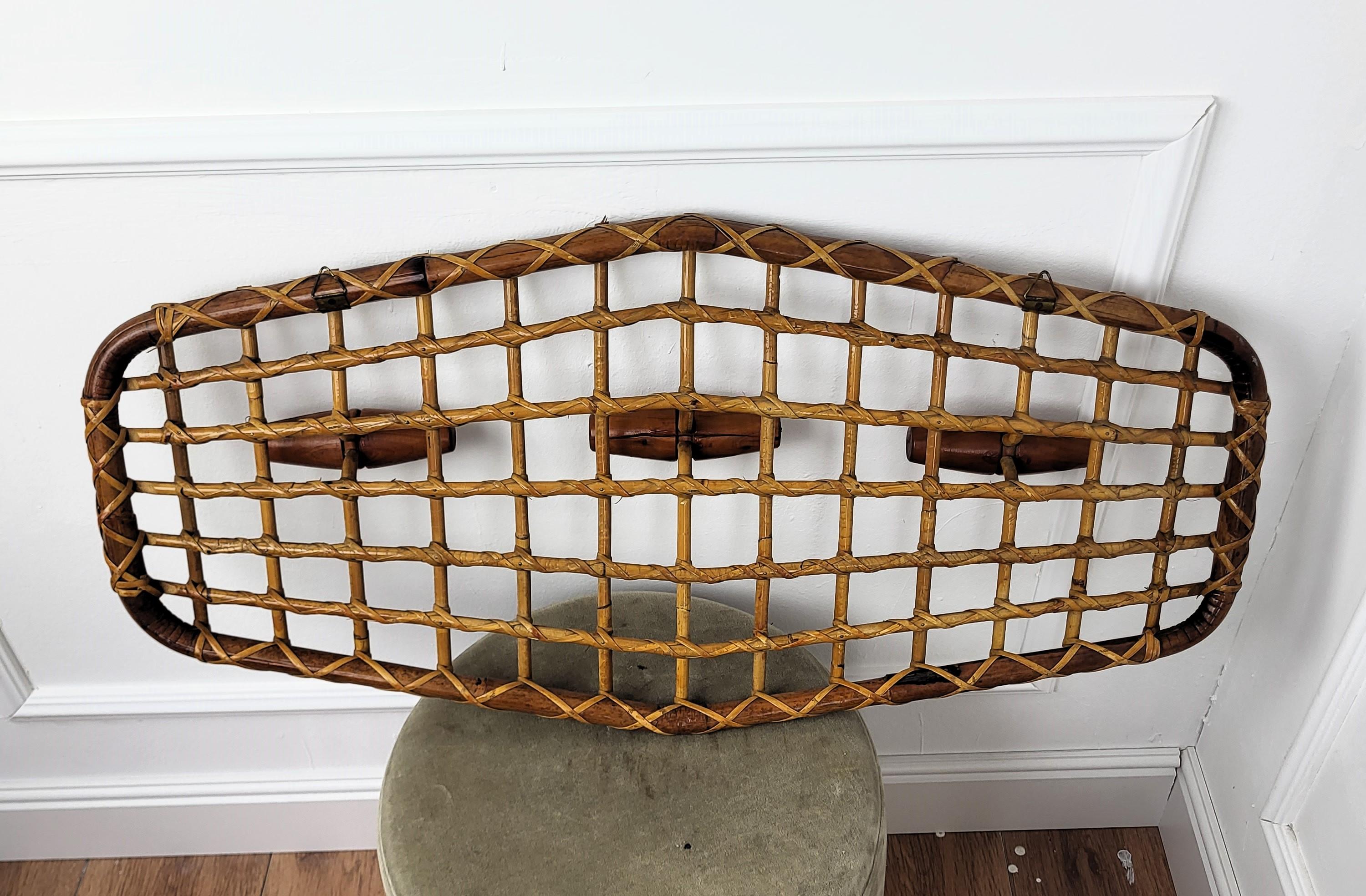 1960s, Italian Olaf Von Bohr Bamboo Rattan Wall Coatrack Hanger with 3 hooks For Sale 2